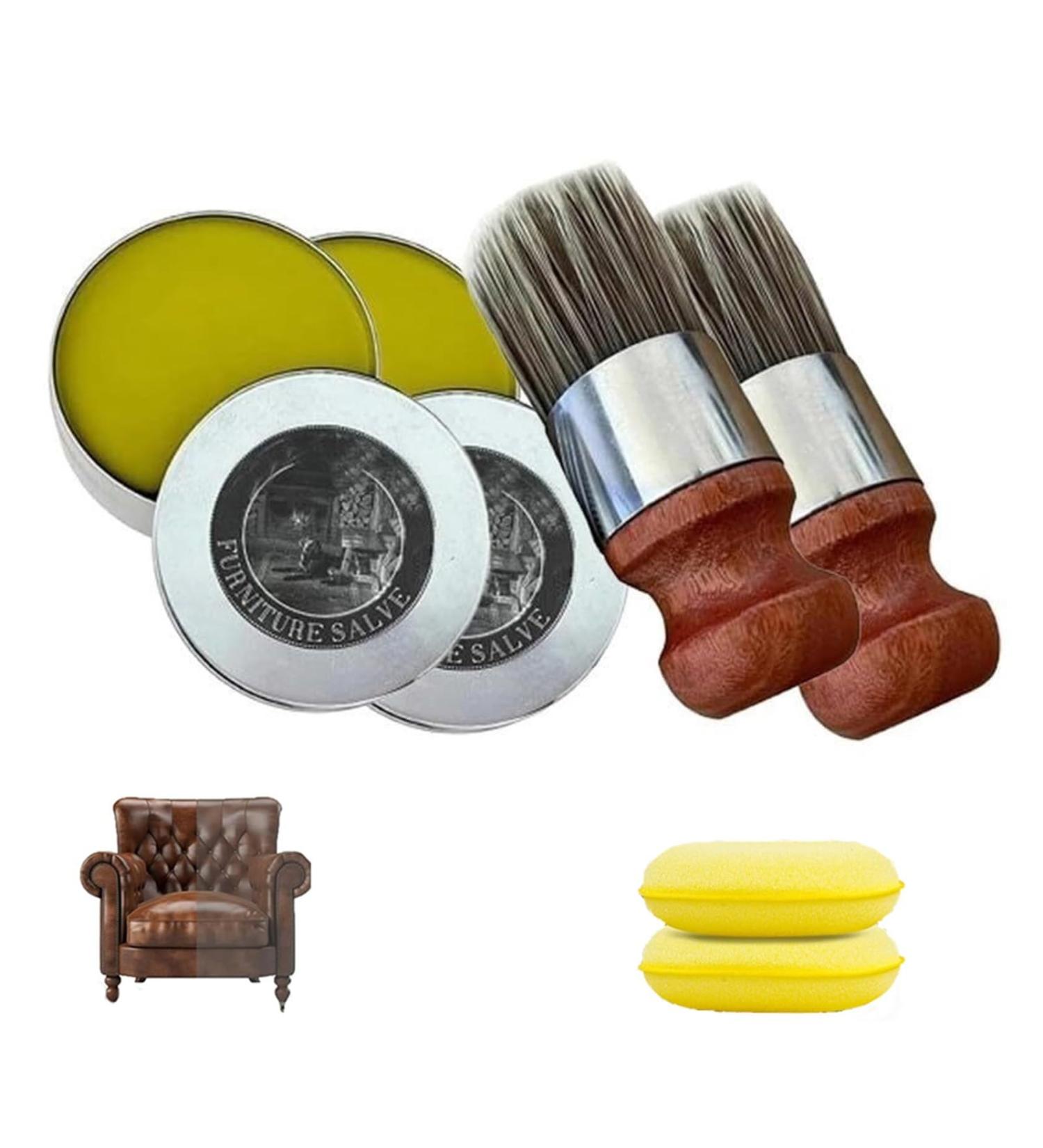 2pcs Furniture Salve 4oz Furniture Salve for Leather with Applicator Pads Furniture Salve Leather Salve with Boar Bristle Brush for Fix and Protect Your Leather Pieces - Buy Online on GoSupps.com