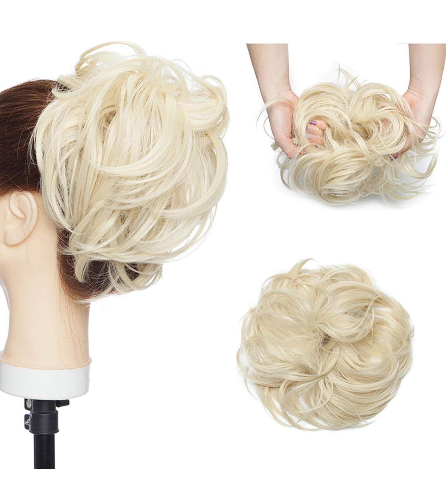 Updo Hair Extensions - Bleach Blonde Ponytail Tie & Dutt Hair Node | 80g for Elegant Styles - Buy Online on GoSupps.com