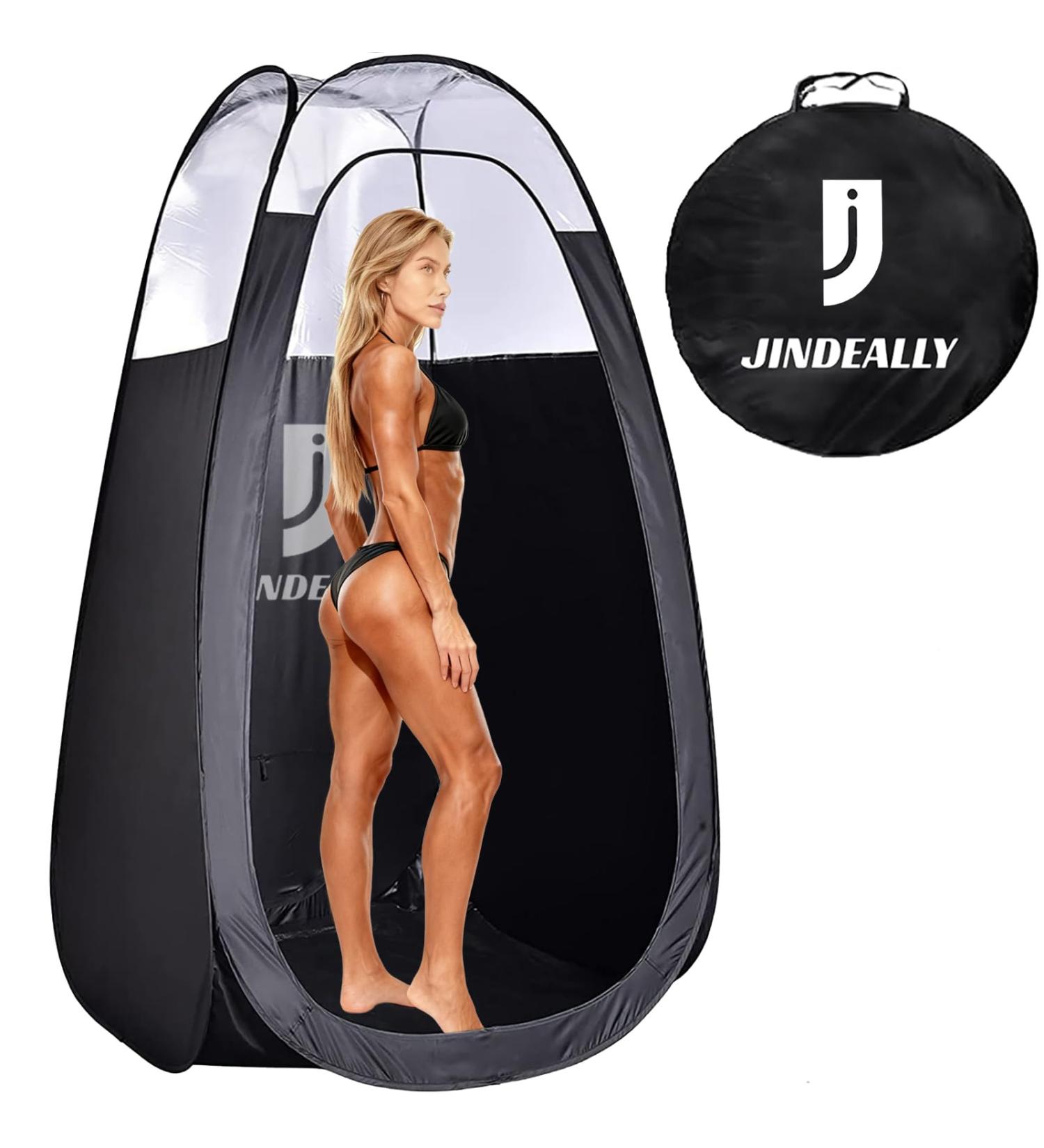 Large Deluxe Spray Tanning Tent Professional Pop-Up Spray Tanning Tent Clear Window Easy Clean Suitable for Home and Salon Black One Size - Buy Online on GoSupps.com