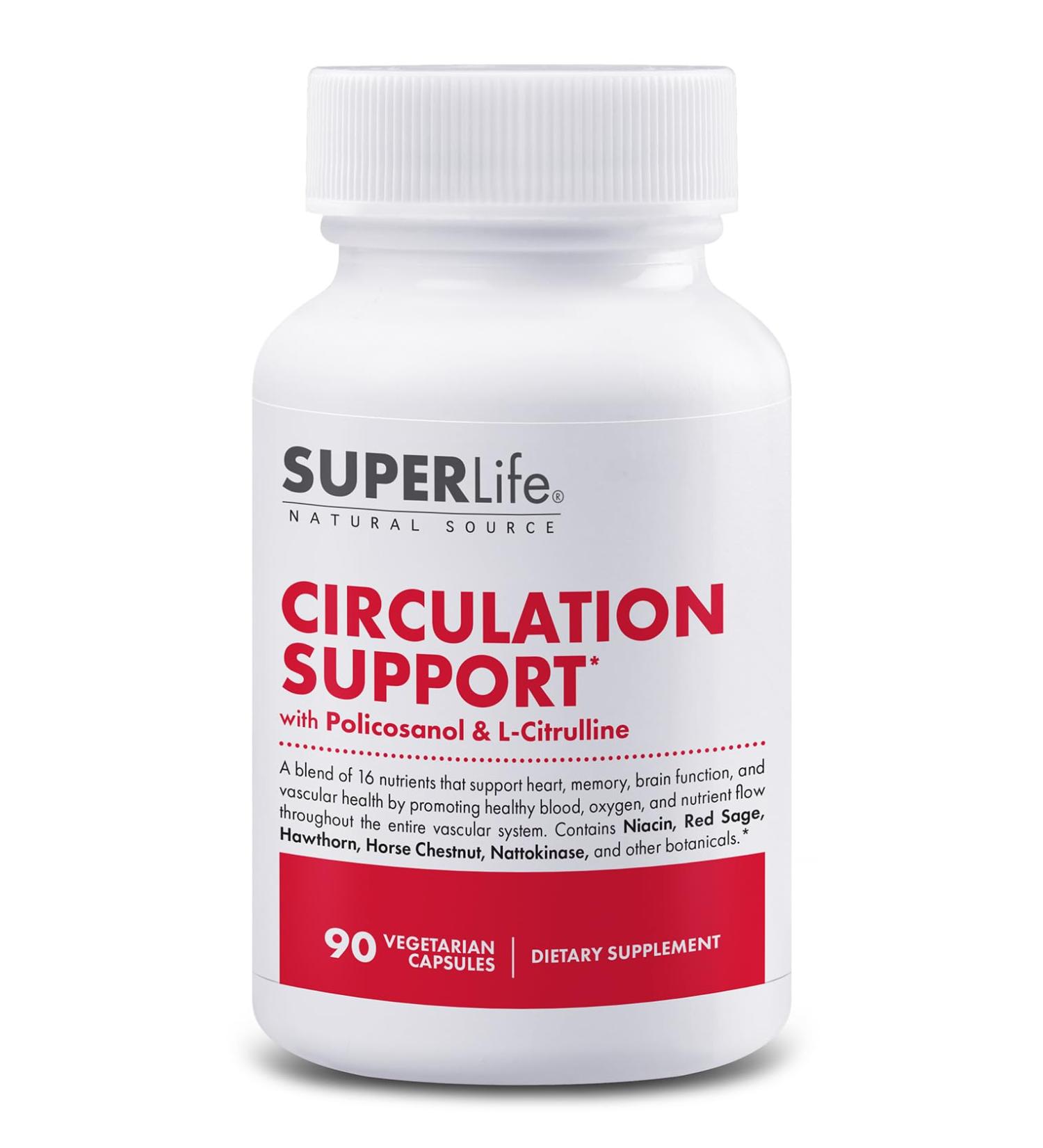 Circulation Support - with Hawthorn Berry Ginkgo Biloba Butcher's Broom Horse Chestnut L-Arginine & Ginger Root | Promotes Healthy Blood Oxygen & Nutrient Flow | Supplement - 90 Capsules