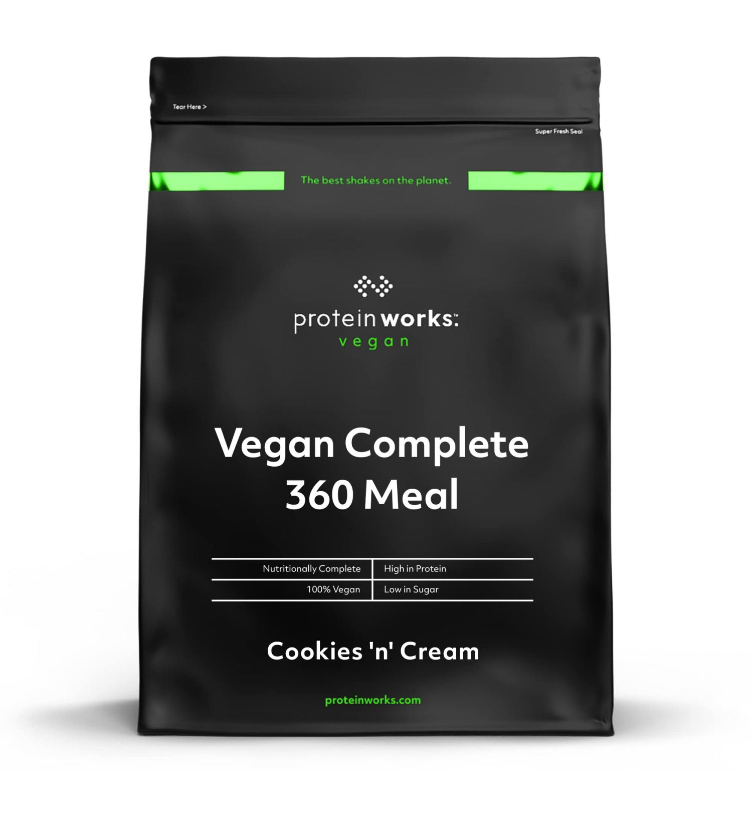 Complete Meal 360 Vegan | Cookies Cream | Nutritionally Balanced | 100% Vegan | Fast & Affordable Meal | THE PROTEIN WORKS | 1kg - Buy Online on GoSupps.com