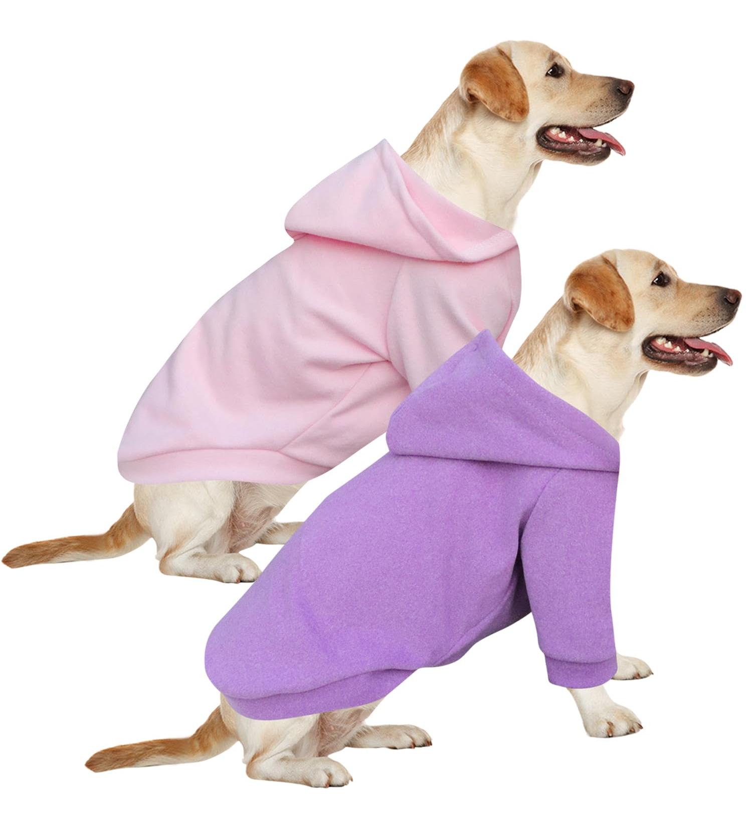 Shop Hualisiji Large Dog Hoodie - Soft & Warm 4XL Dog Sweater in Pink & Purple | Comfortable & Stylish for Large Dogs - Buy Online on GoSupps.com