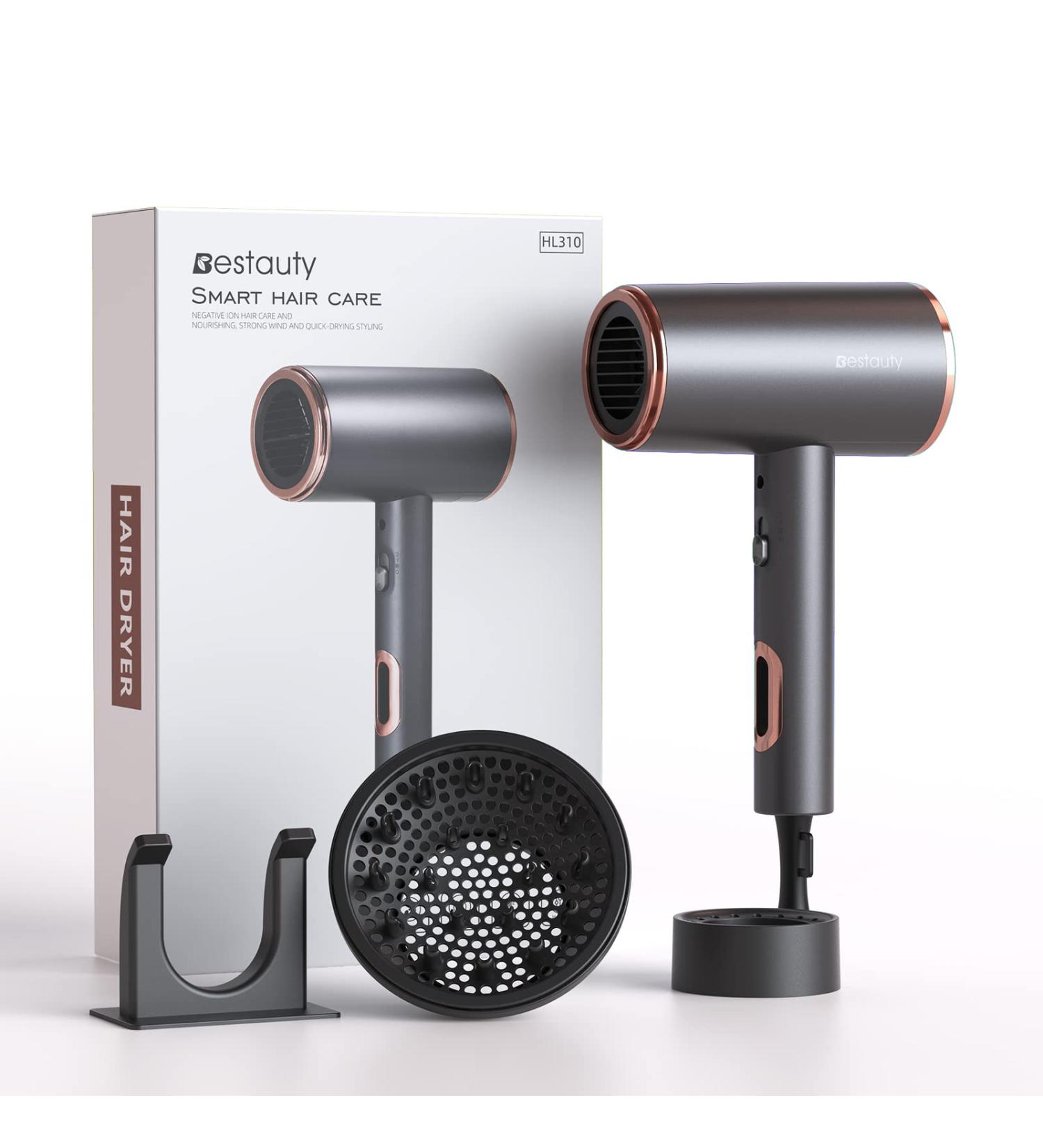 Bestauty Travel Hair Dryer - Lightweight Ionic Blow Dryer with Diffuser Low Noise & Stylish Rose Gold Design for Home & Salon Use - Buy Online on GoSupps.com
