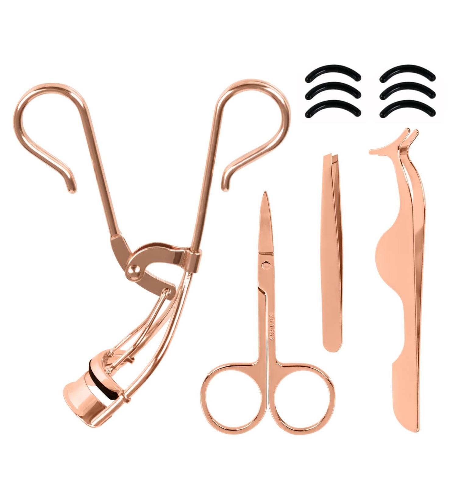 MAEXUS Eyelash Applicator Tool & Lash Lift Kit - Eyelash Curlers Tweezers Scissors & 6 Refills - Golden | Shop Internationally - Buy Online on GoSupps.com
