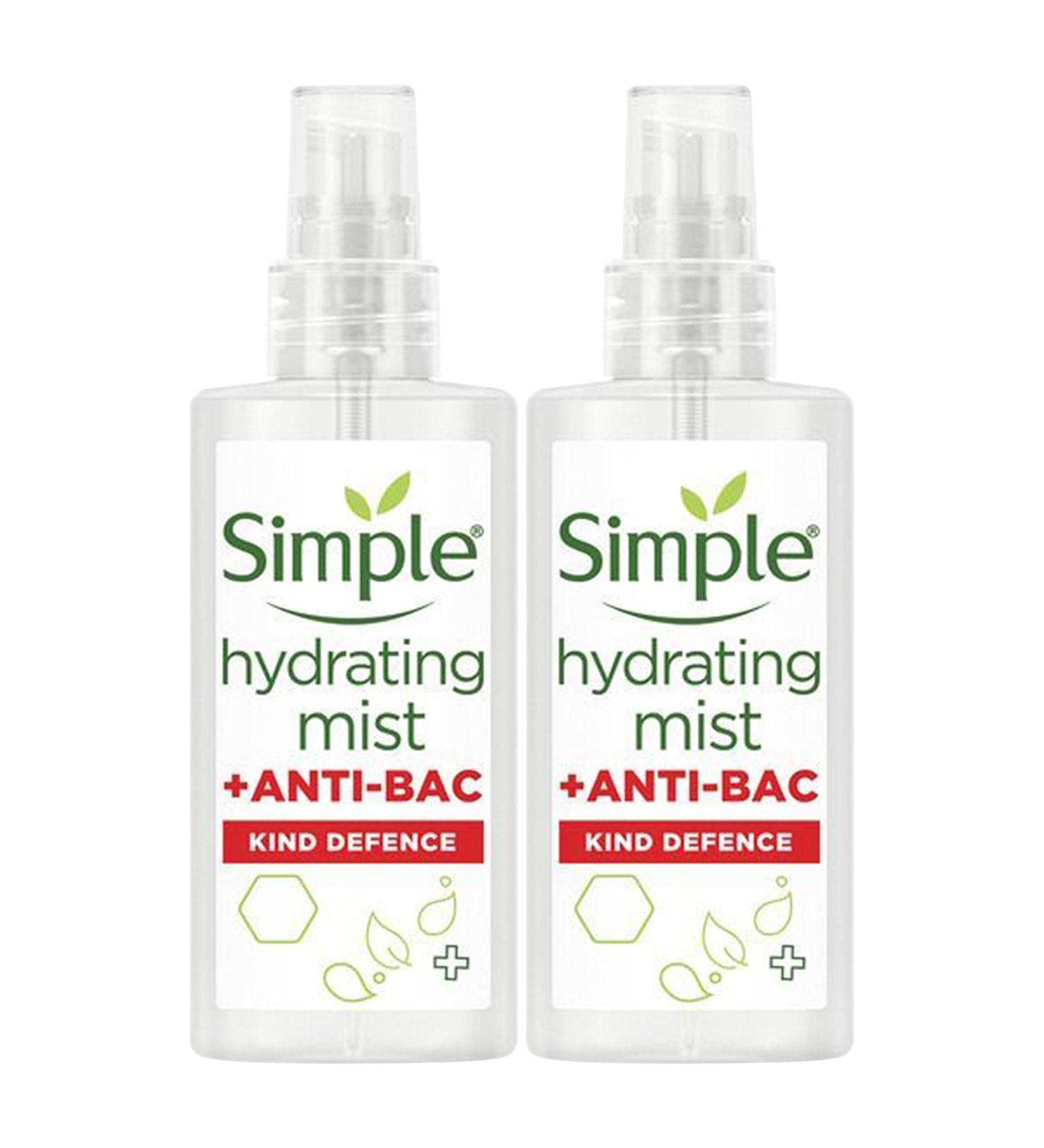 2 Pack of Simple Hydrating Mist + Anti-Bacterial Kind Defence Protect Mist 125ml - Buy Online on GoSupps.com