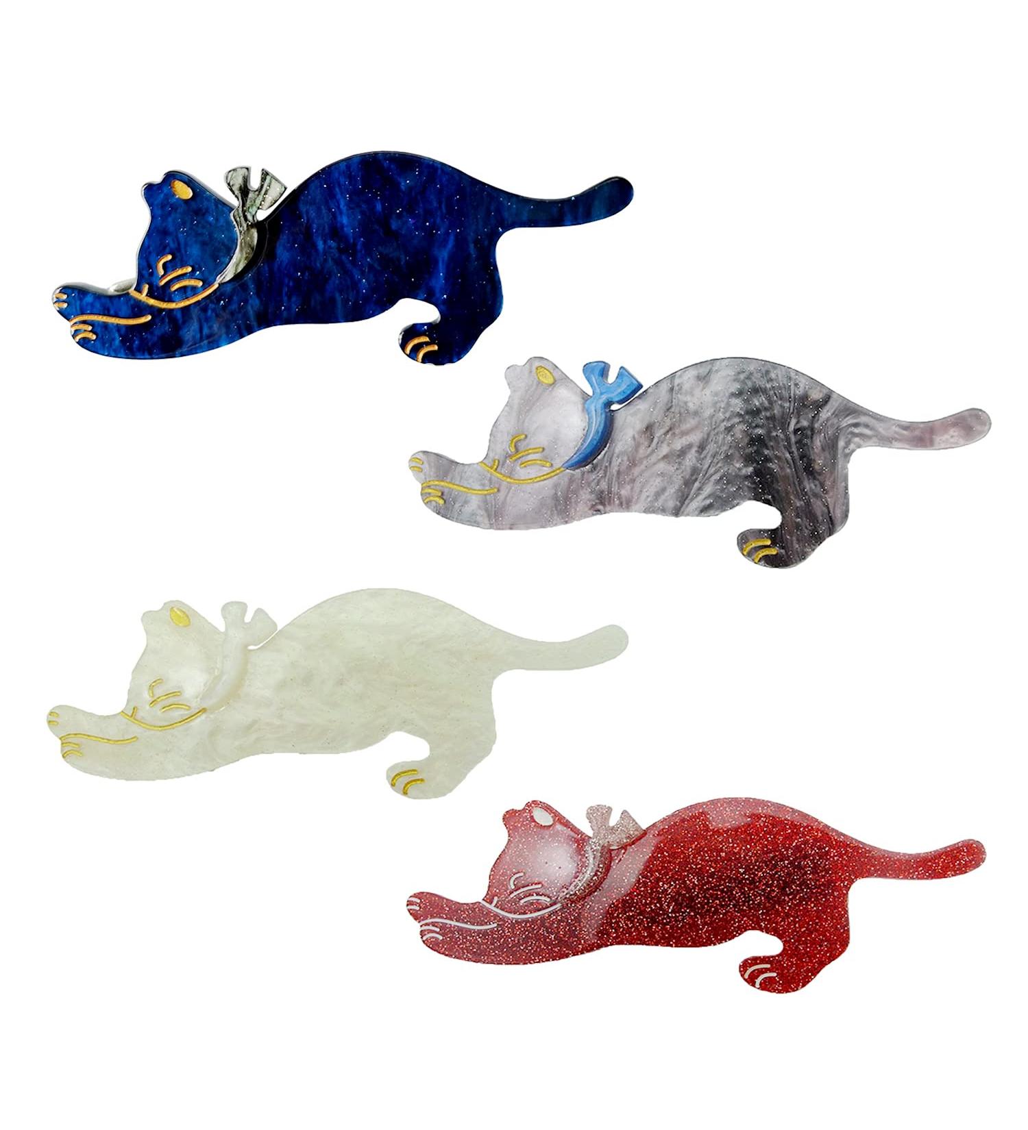 Yusier 4 Pack Acrylic Cute Cat Hair Clips for Women and Girls - Duckbill, Shark, Starry Sky Patterns - Hair Decoration Set - Buy Online on GoSupps.com