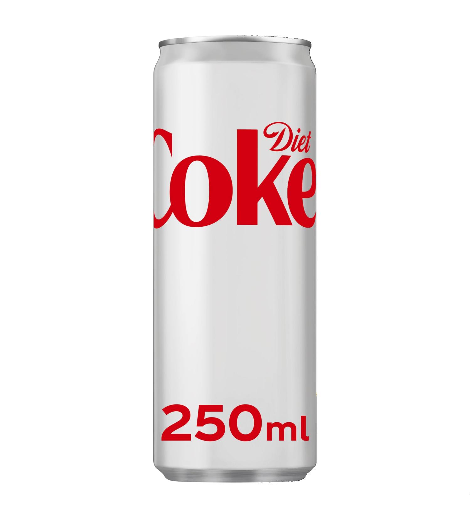 Diet Coke No Sugar Great Taste Tall Slim Cans 250ml (24 Cans (1 Case)) Cola 24 Cans (1 Case)