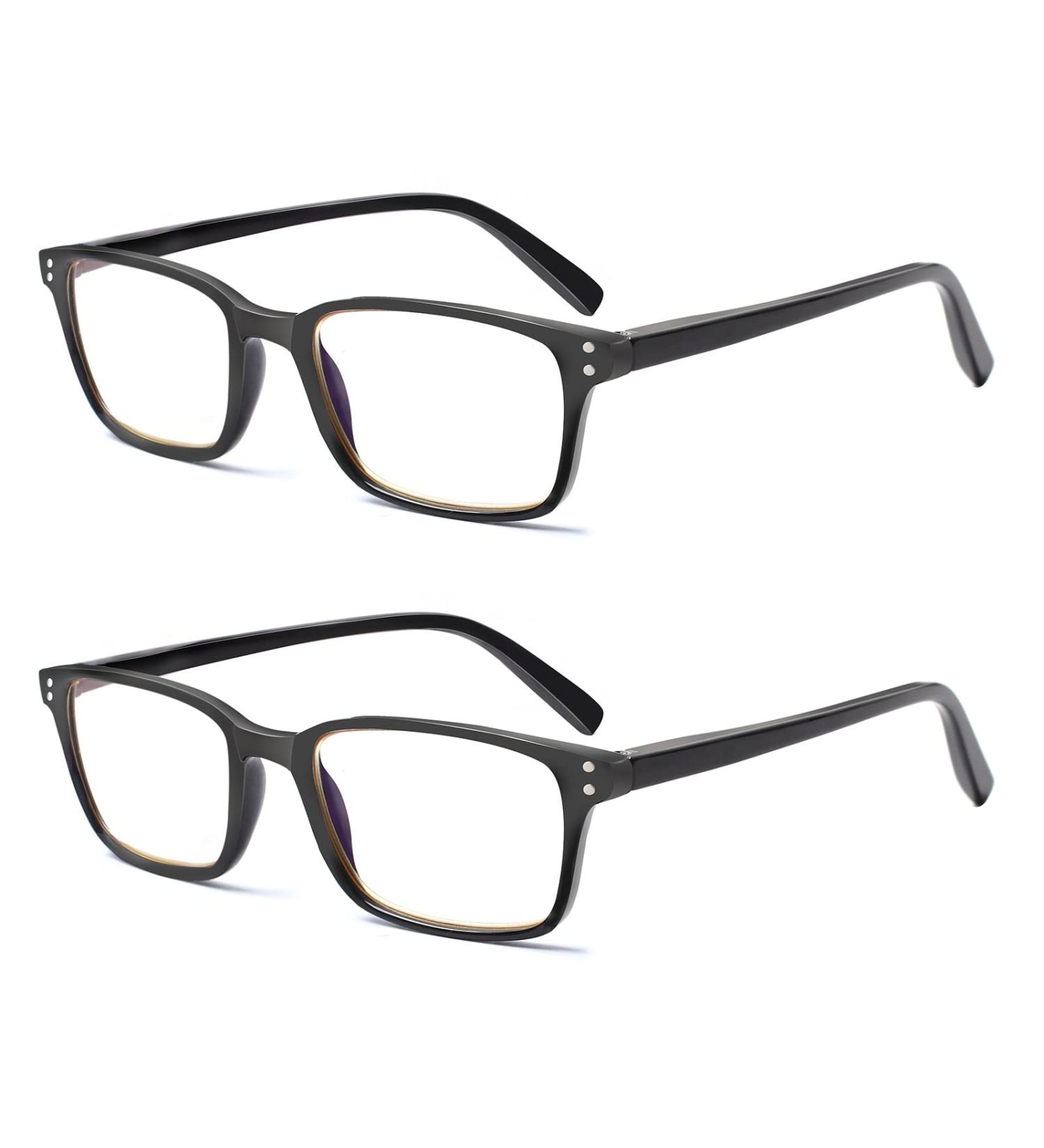 Cojwis 2-Pack Reading Glasses | Blue Light Block | Spring Hinge Anti-Dizzy | Men & Women | 2 Black 2.25x Magnification - Buy Online on GoSupps.com