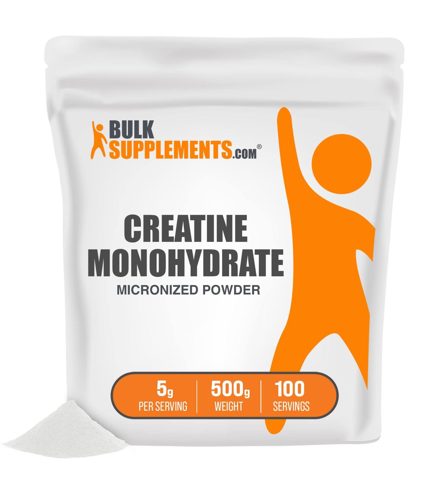BulkSupplements.com Creatine Monohydrate Powder - Micronized Creatine Supplement (500g/1.1lbs) - Buy Online on GoSupps.com