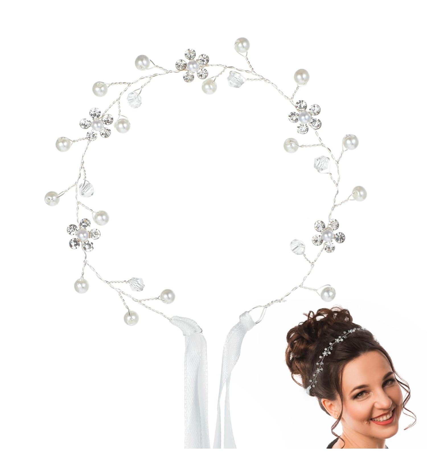 Gjinxi Silver Flower Girl Headpiece Flower Girl Hair Accessory Hair Accessories for Wedding Wedding Headband for Girls Princess Crystal Pearl Hair Accessories for Birthday Party First Communion - Buy Online on GoSupps.com