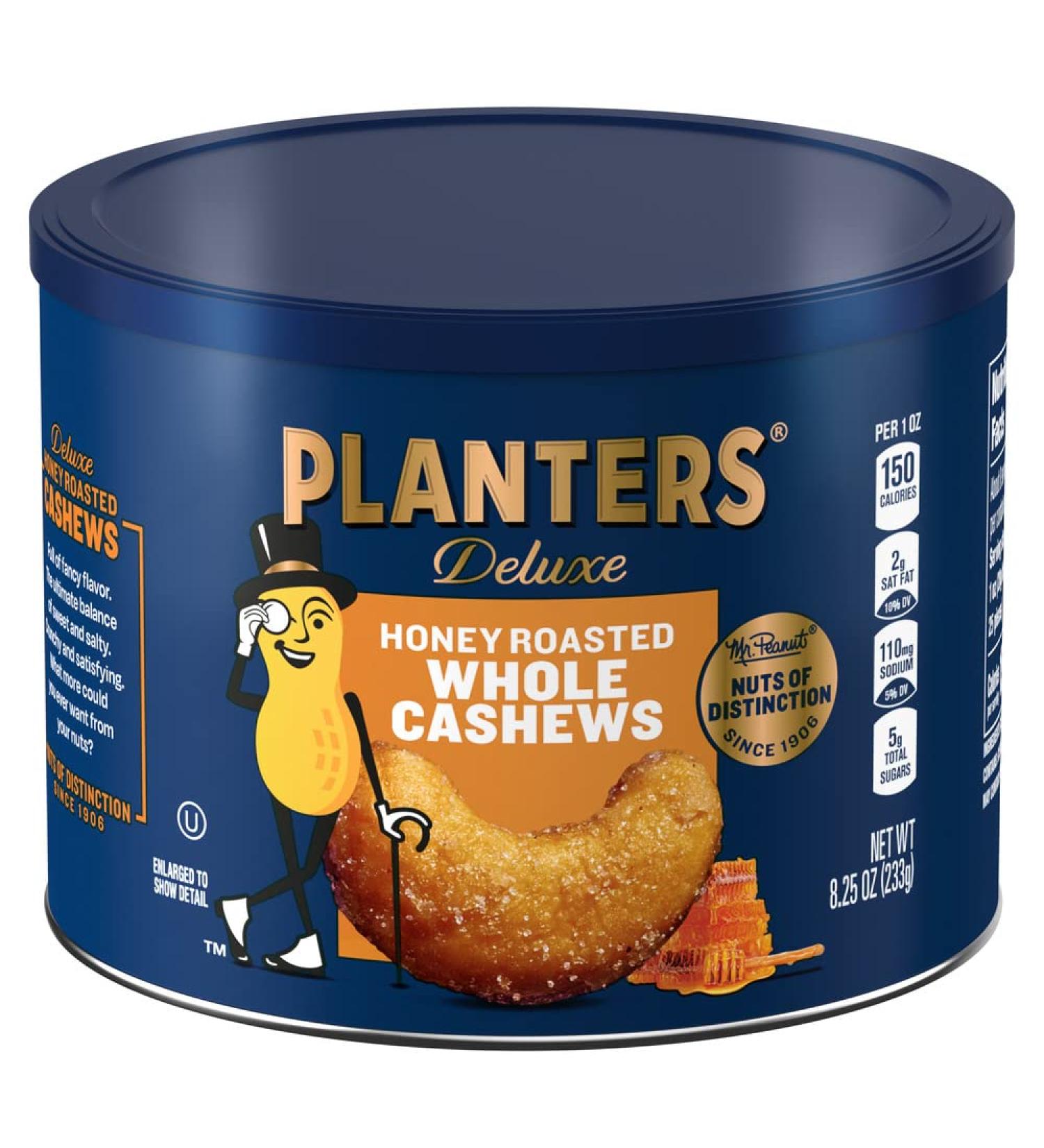 Planters Honey Roasted Whole Cashews - 8.25oz Canister | Sweet & Crunchy Snack - Buy Online on GoSupps.com
