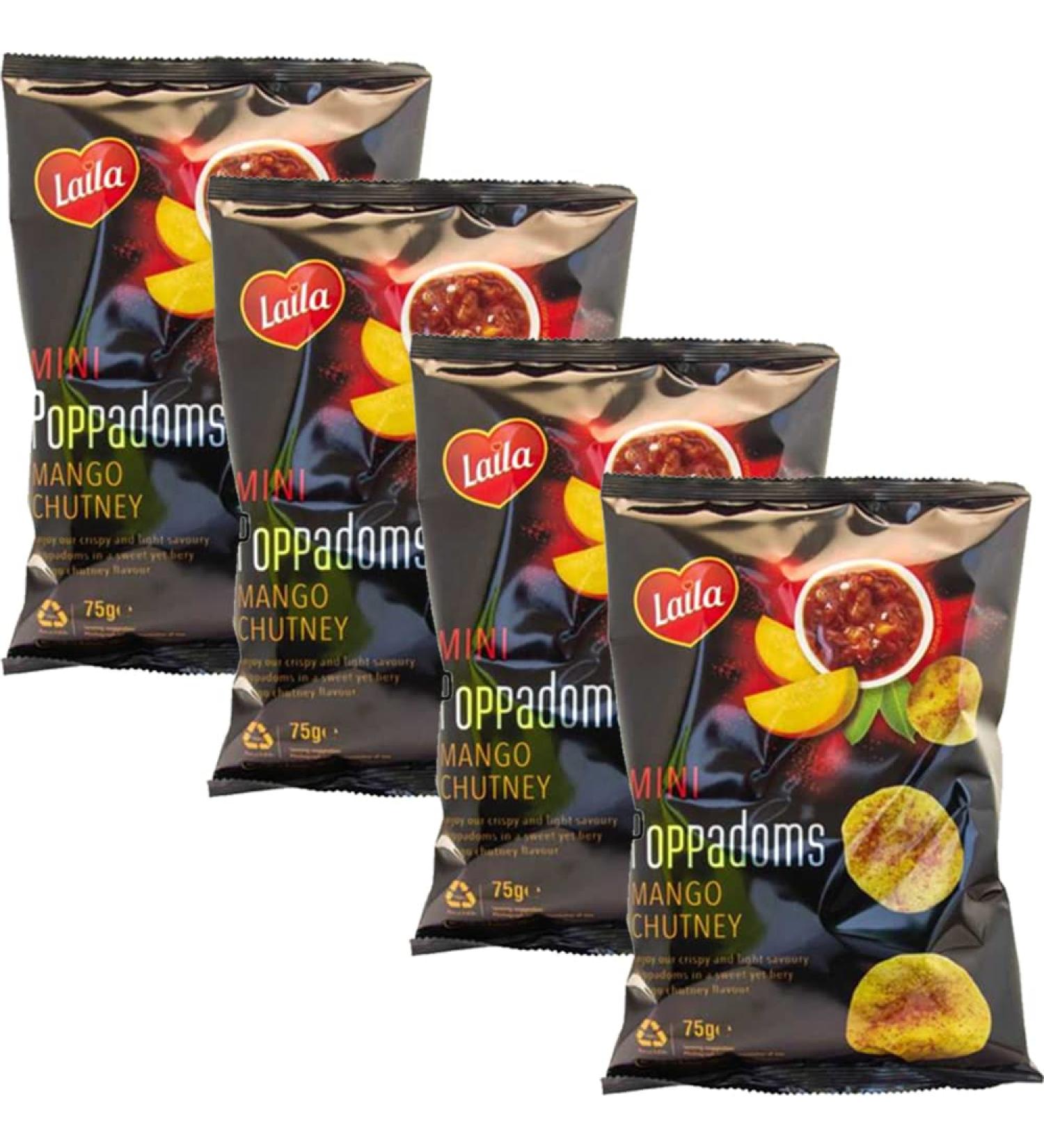 Mango Chutney Poppadoms 75g (04 Bags)