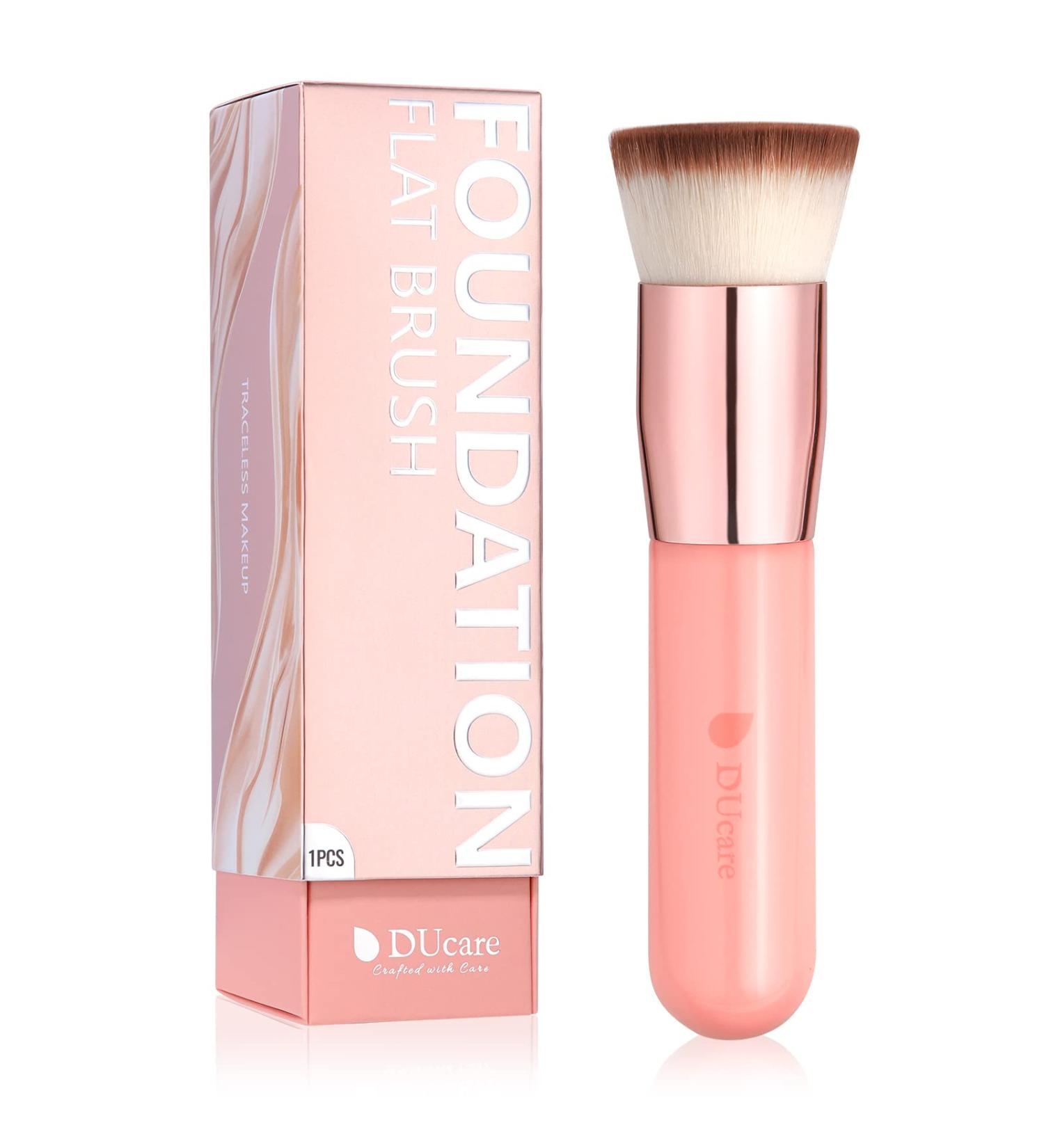 DUCare Flat Top Kabuki Foundation Brush - Professional Synthetic Makeup Tool for Liquid, Mineral Powder & Blending - Pink - Buy Online on GoSupps.com