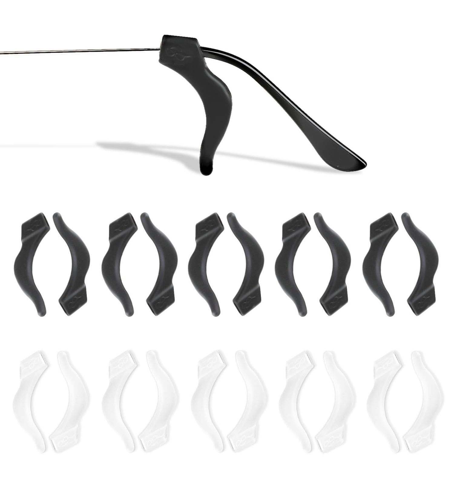 10 Pairs Anti-Slip Glasses Ear Hooks - Universal Comfort Silicone Holders for Sunglasses & Reading Glasses (Black & White) - Buy Online on GoSupps.com