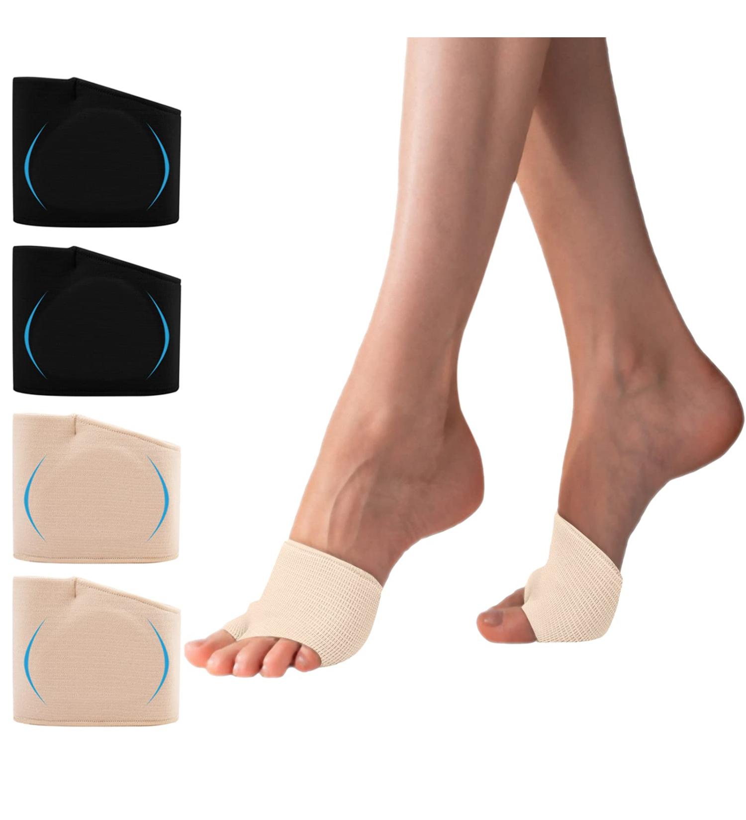 2 Pair Soft Gel Metatarsal Pads for Ball of Foot Pain Relief - Men & Women - Black & Beige - Buy Online on GoSupps.com
