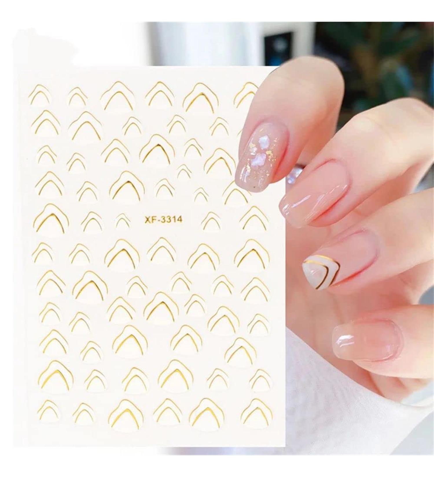 Star Silver Gold Lines Stripe Geometric Nail Art Decoration 3D Nail Sticker Transfer Stickers Shining Decals(1) Style1 - Buy Online on GoSupps.com