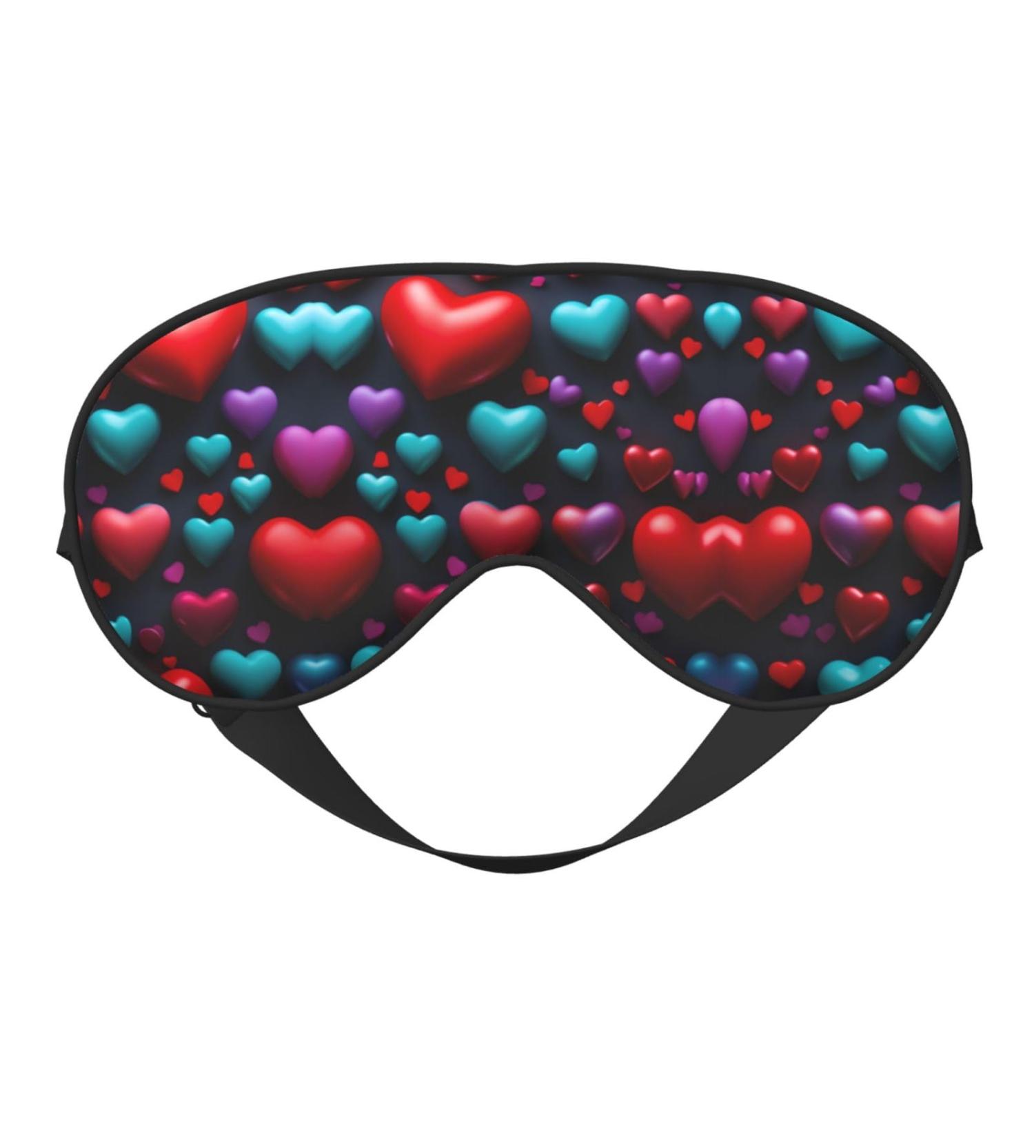 Romantic Reds Heart Print Unisex Sleep Mask - Double-Sided Eye Mask for Sound Sleep & Skin Care - Black - Buy Online on GoSupps.com
