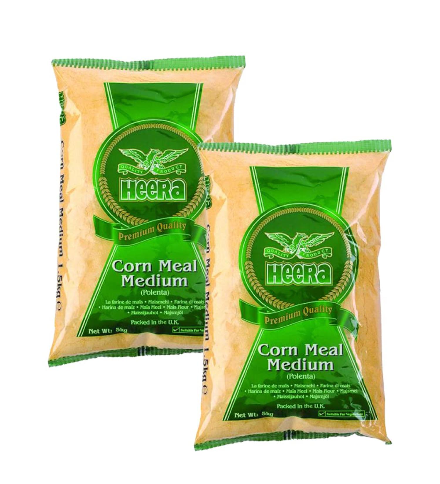 Heera Corn Meal Medium (5kg) (Pack of 2) - Kitchen Essentials - With High Fibre - Grocery and Pantry - Ready to Cook