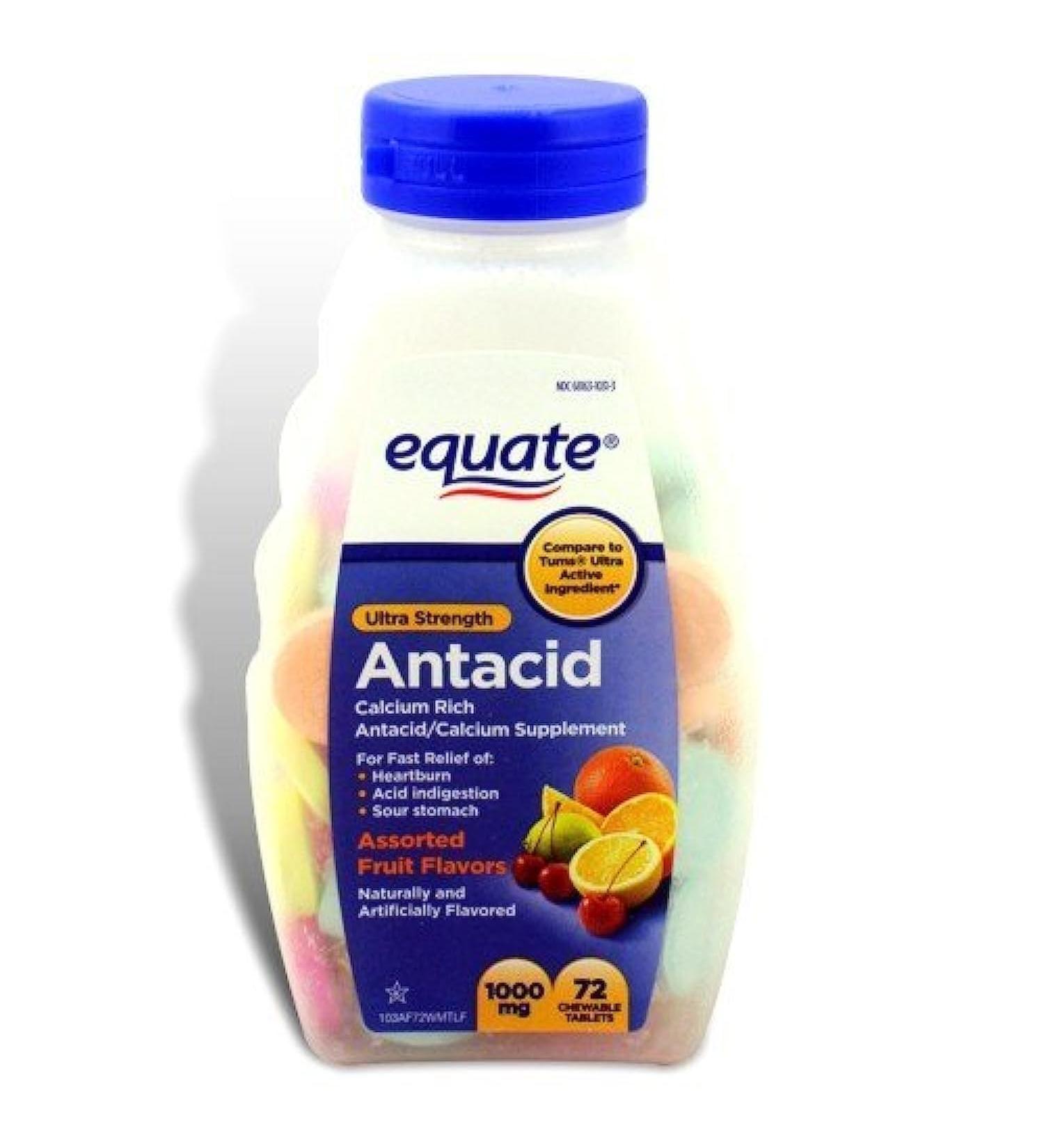 Equate - Antacid Tablets Ultra Strength 1000 mg 72 Chewable Tablets Compare to Tums