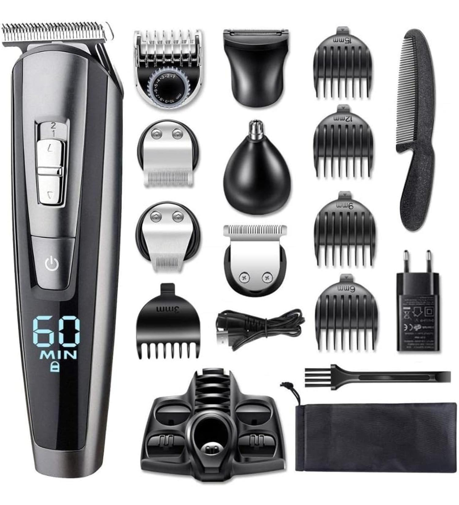 Buy 17-Piece Hair Clippers Kit for Men | Rechargeable Electric Trimmer & Grooming Tools - International Shipping Available - Buy Online on GoSupps.com