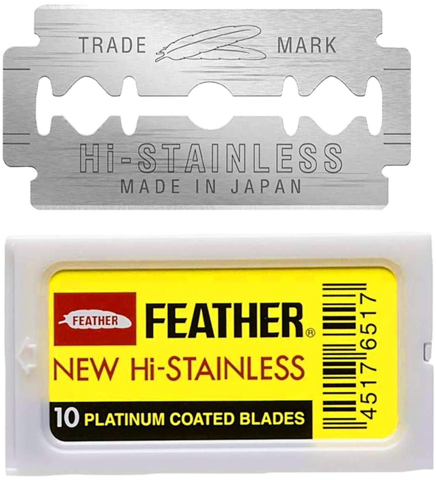 10 Feather Double Edge Razor Blades - THE SHAVE FACTORY (Yellow) | Premium Quality - Buy Online on GoSupps.com