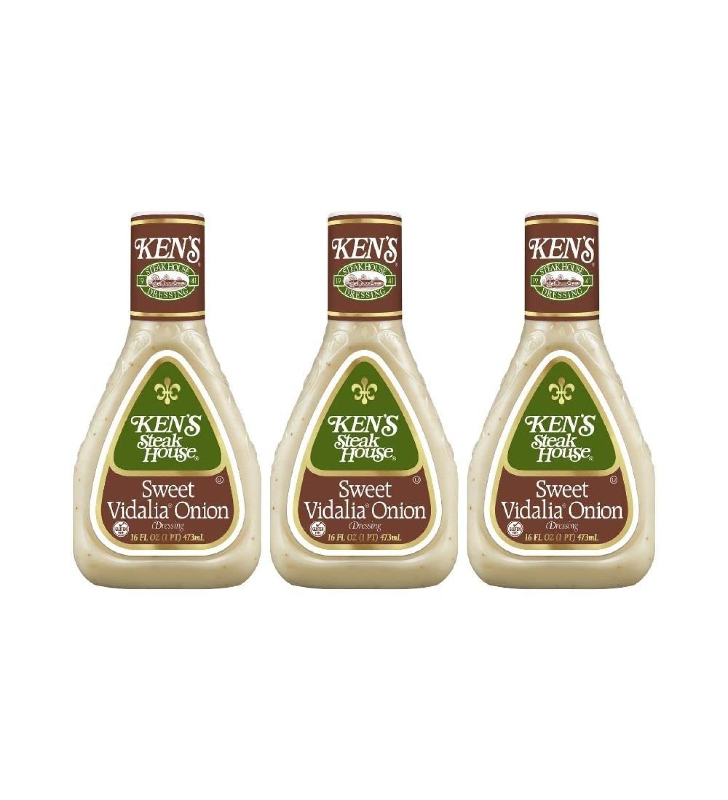 Ken's Steakhouse Sweet Vidalia Onion Dressing 16oz - Pack of 3 | Gluten-Free Salad or Spread Dressing - Buy Online on GoSupps.com