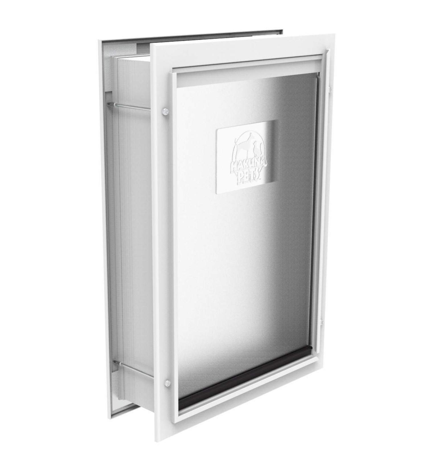 Hakuna Pets Deluxe Aluminum Pet Door for Screens, Doors & Walls up to 2.76 Thick - Small (Up to 20 lbs) - White - Buy Online on GoSupps.com