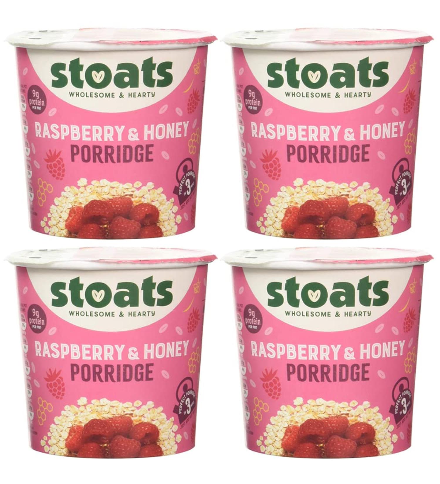 Lot de 4 bo tes de 60 g de porridge au miel de framboise cossaise pour nourriture saine et saine