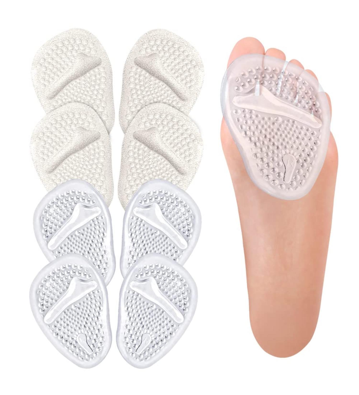Premium Metatarsal Pads for Women | Silicone Ball of Foot Cushions for All-Day Pain Relief - Light Apricot & Transparent - Buy Online on GoSupps.com