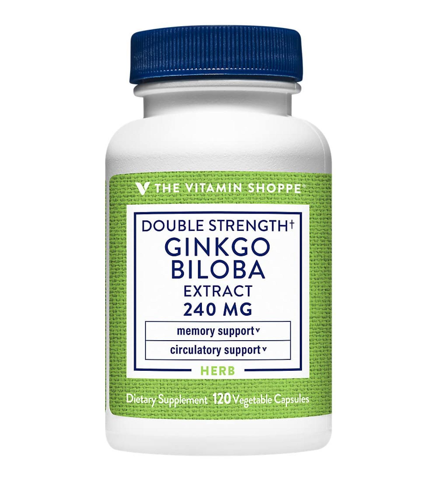 The Vitamin Shoppe Ginkgo Biloba 240 MG - Memory Support Mental Clarity & Circulation Standardized Extract (120 Vegetable Capsules)