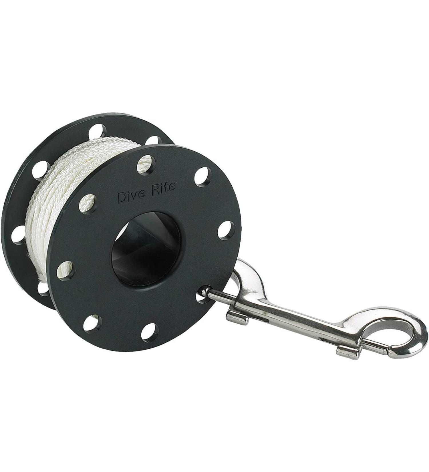 Dive Rite Finger Reel with Brass Clip Wreck Scuba Diving Tech Spool 60' White