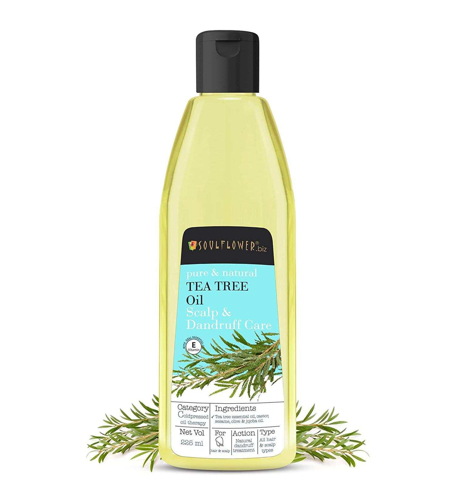 Soulflower Organic Tea Tree Scalp Hair Oil - Hydrating & Nourishing Blend of Castor and Tea Tree Essential Oils for Scalp Health - Natural, Vegan, Cruelty-Free - 225ml/7.4 Fl Oz - Buy Online on GoSupps.com