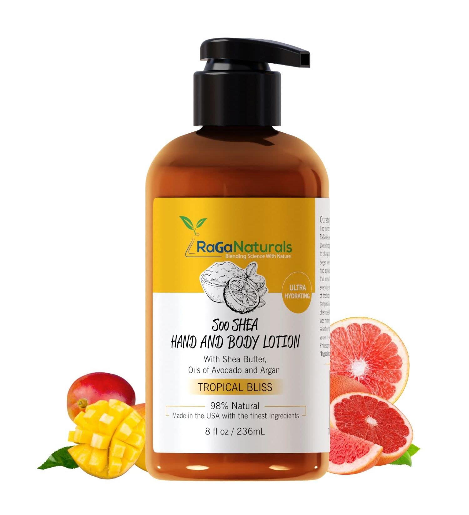RaGaNaturals Mango Body Lotion - Shea Butter with Argan & Avocado Oil - All Natural & Vegan - Mango Grapefruit Fragrance - Non-Greasy Formula - Buy Online on GoSupps.com