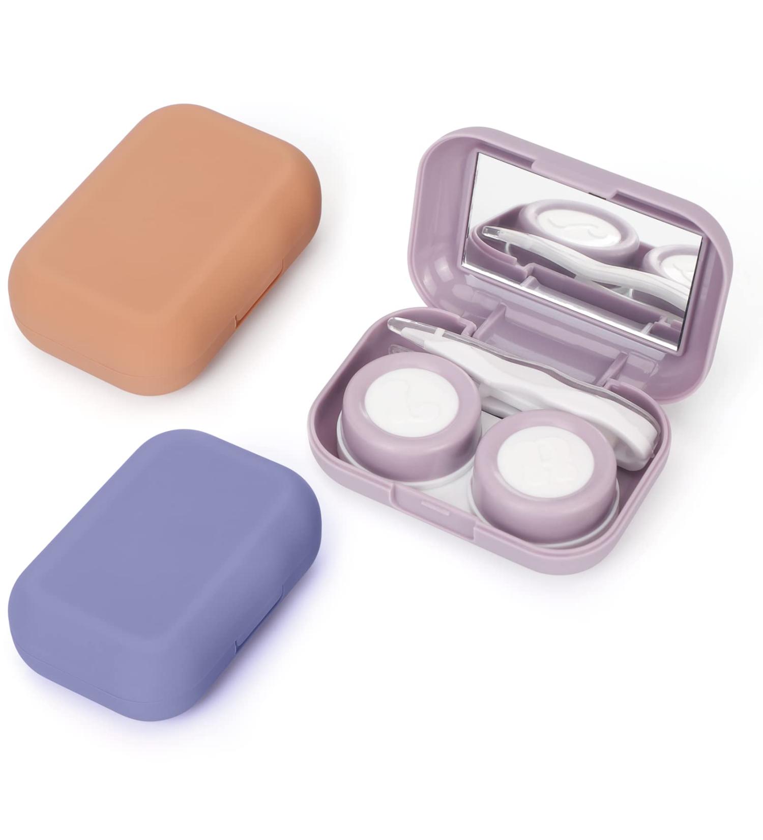 GoodSing 3PCS Contact Lens Case Set - Portable Inserter Remover & Tweezer with Mirror for Travel & Home - Brown Blue & Violet - Buy Online on GoSupps.com