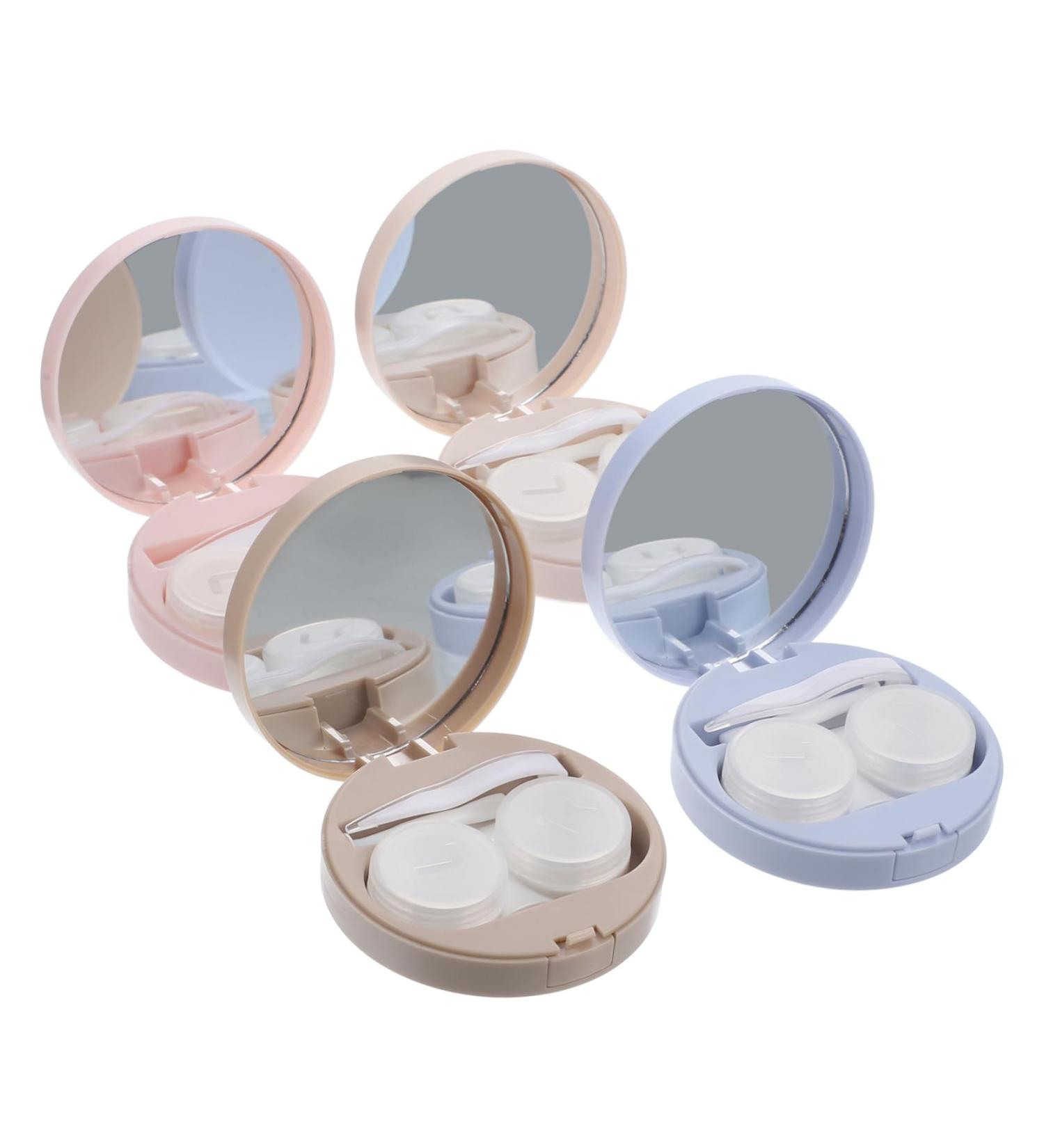 Solustrie 4-Piece Contact Lens Carrier Bag Set - Organizer & Container - Travel-Friendly Milk Tea Plastic Case with Mirror - Buy Online on GoSupps.com