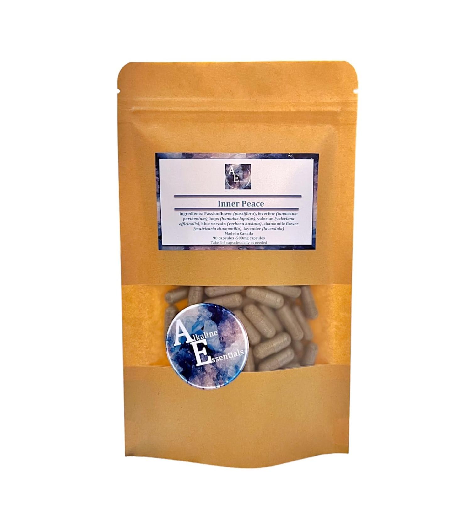 Inner Peace/Passionflower Feverfew Hops Valerian Blue Vervain Chamomile Flower Lavender/Alkaline Essentials