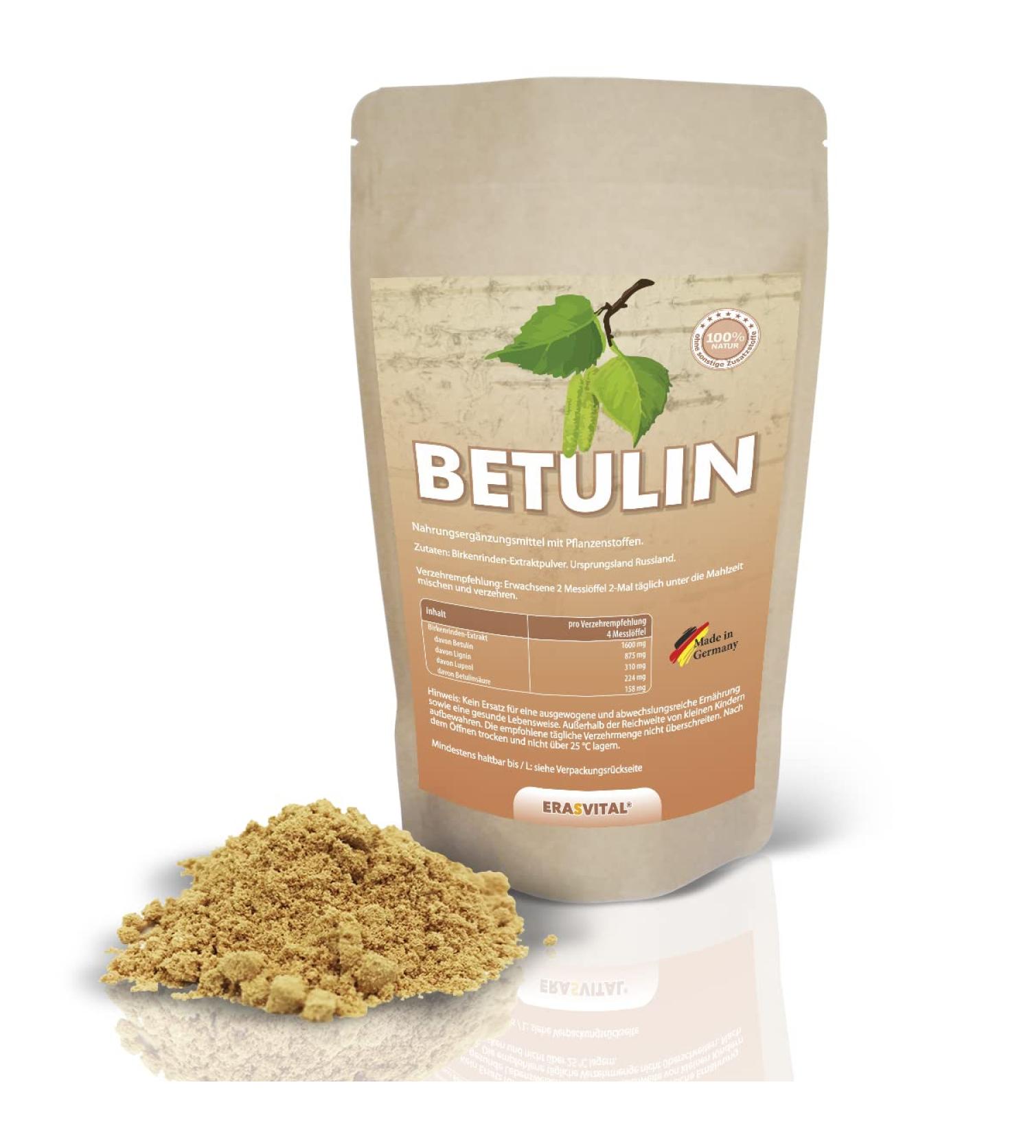 ERASVITAL LTD Birch bark extract powder 100 g natural vegan - Buy Online on GoSupps.com