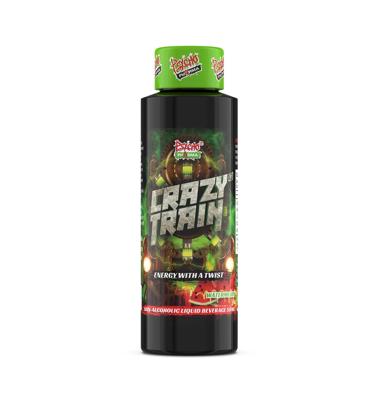 Buy Crazy Train Non-Alcoholic Energy Shot - Boost Your Day with Psycho Pharma's Unique Formula - Buy Online on GoSupps.com