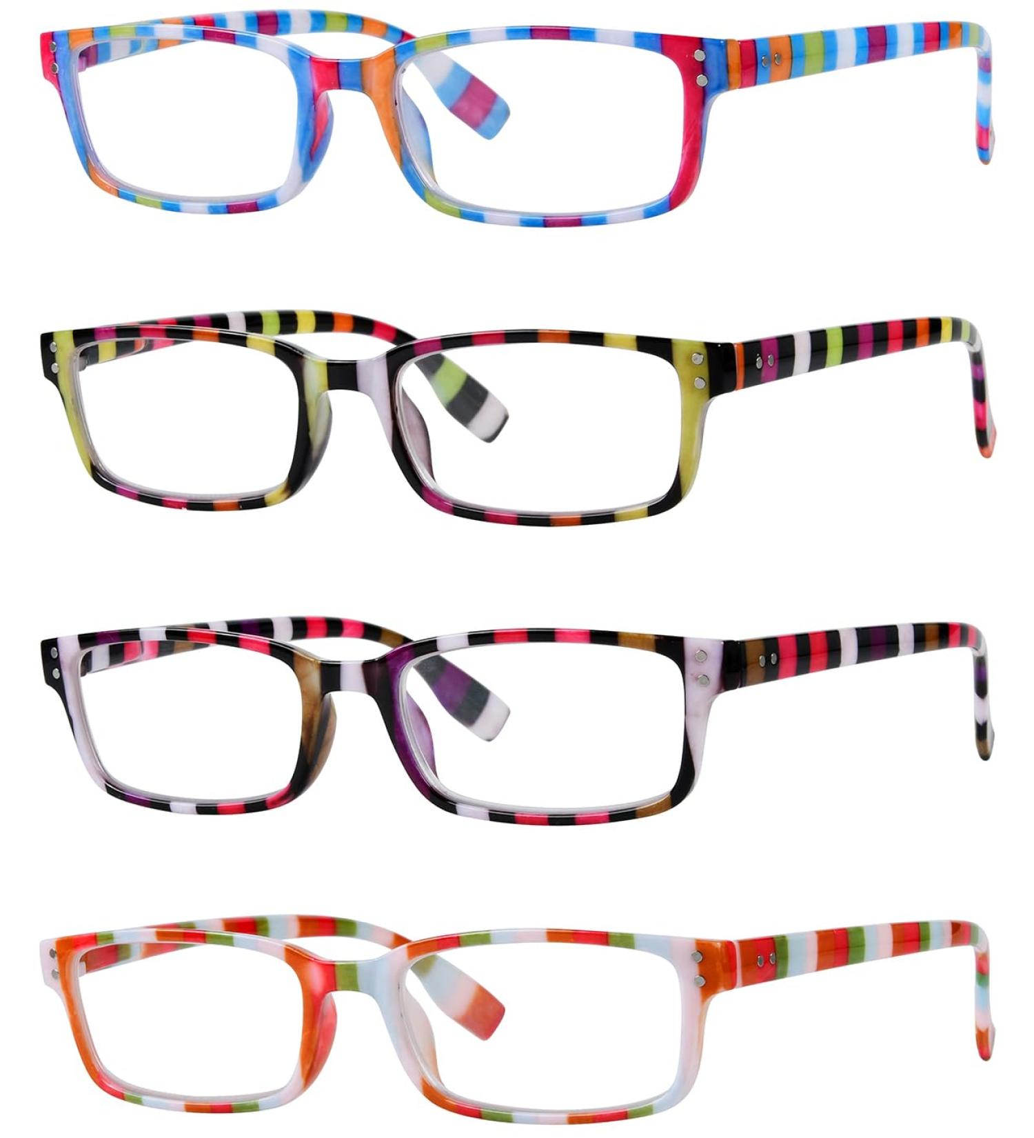 Eyekepper Women's Reading Glasses - Colorful Stripe Design +2.00 - Pack of 4 - Stylish and Comfortable - Buy Online on GoSupps.com