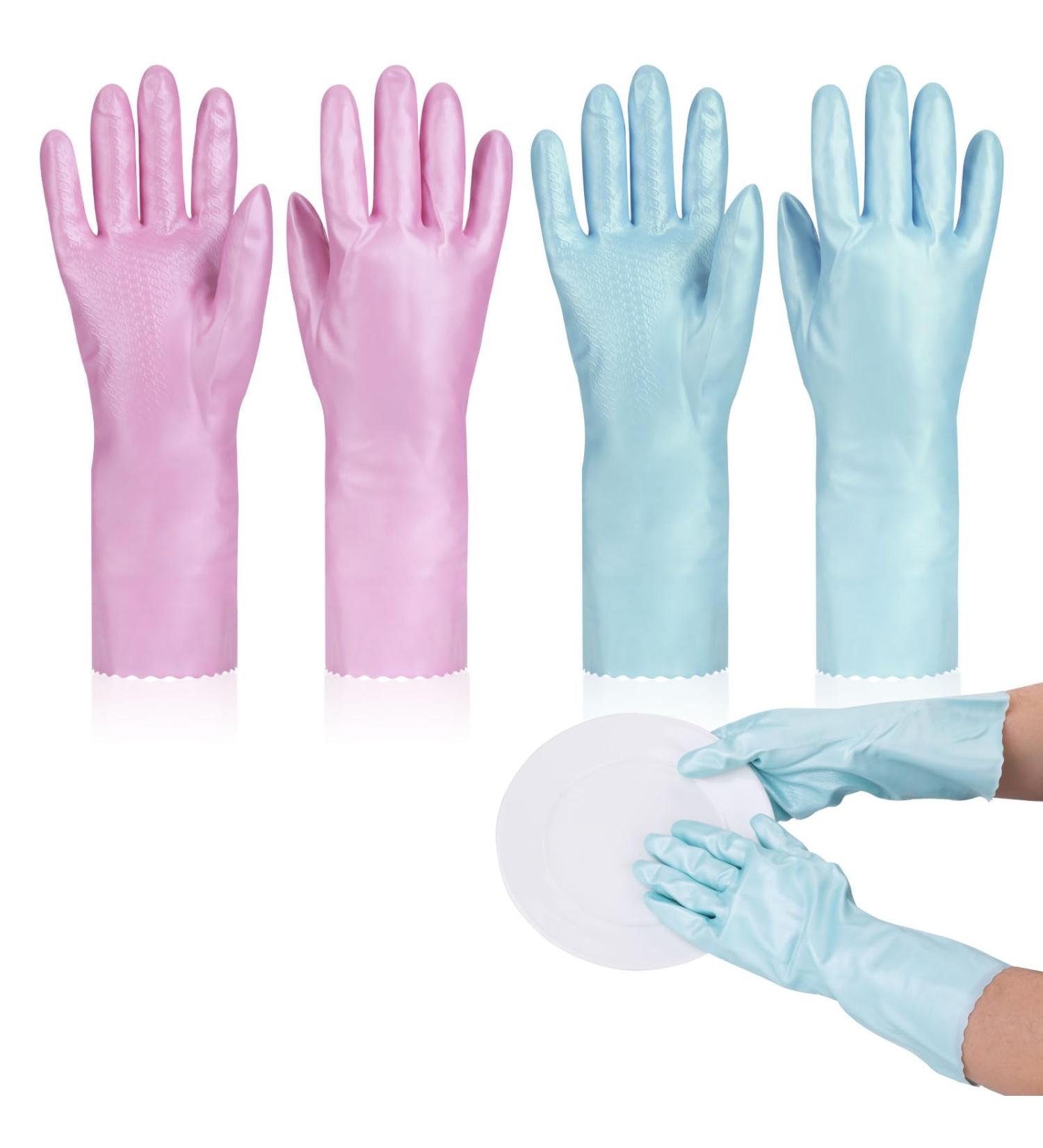ASTER Thicken Rubber Washing Up Gloves - 2 Pairs, Skin-Friendly, Keep Warm, Medium Size - Ideal for Dishwashing and Kitchen Cleaning - Buy Online on GoSupps.com