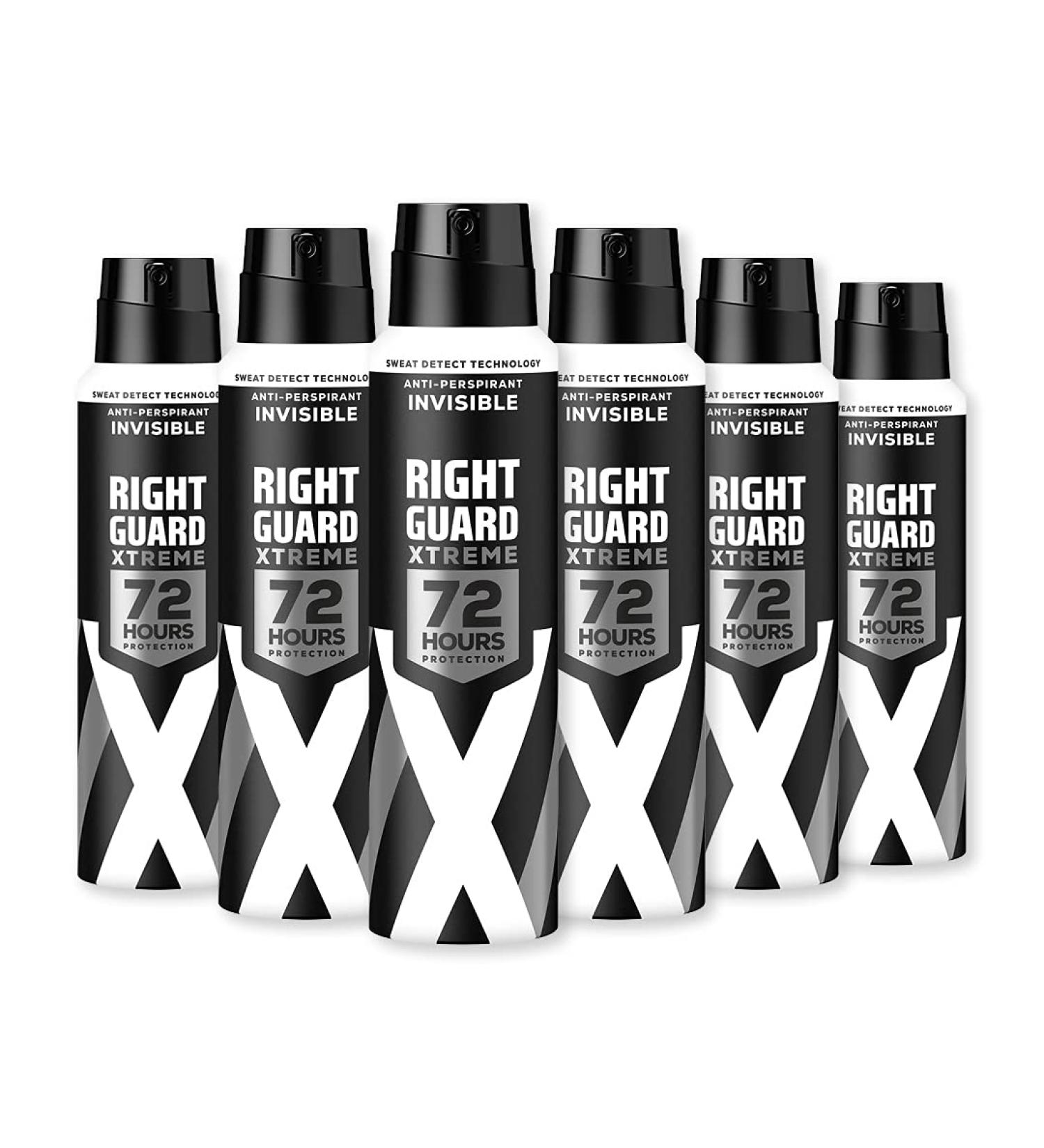 Right Guard Mens Deodorant Xtreme Invisible 72H High-Performance Anti-Perspirant Spray Multipack 6 x 150 ml - Buy Online on GoSupps.com