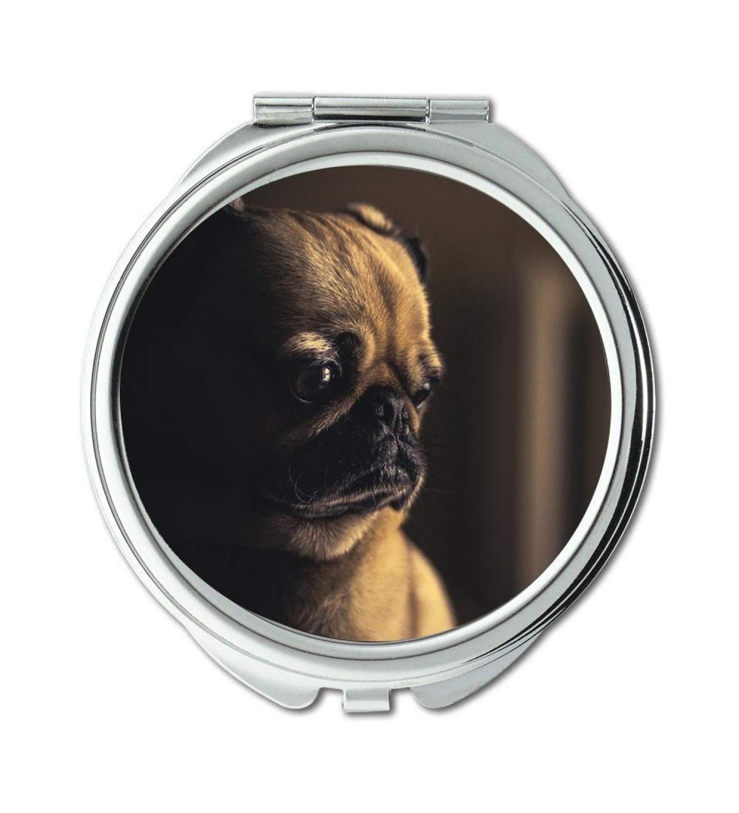 Mirror Compact Mirror Dog Pug Puppy Pet Animal Canine Purebred Pocket Mirror portable mirror - Buy Online on GoSupps.com