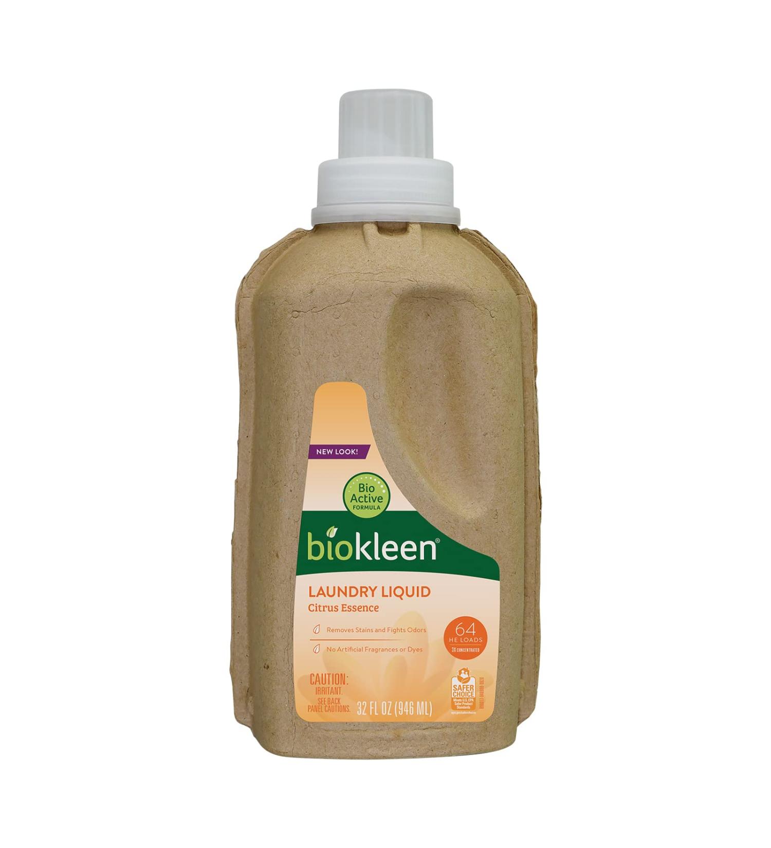 Biokleen Natural Laundry Detergent - 64 HE Loads, Eco-Friendly & Non-Toxic, Citrus Essence - 32 Fl Oz - Buy Online on GoSupps.com