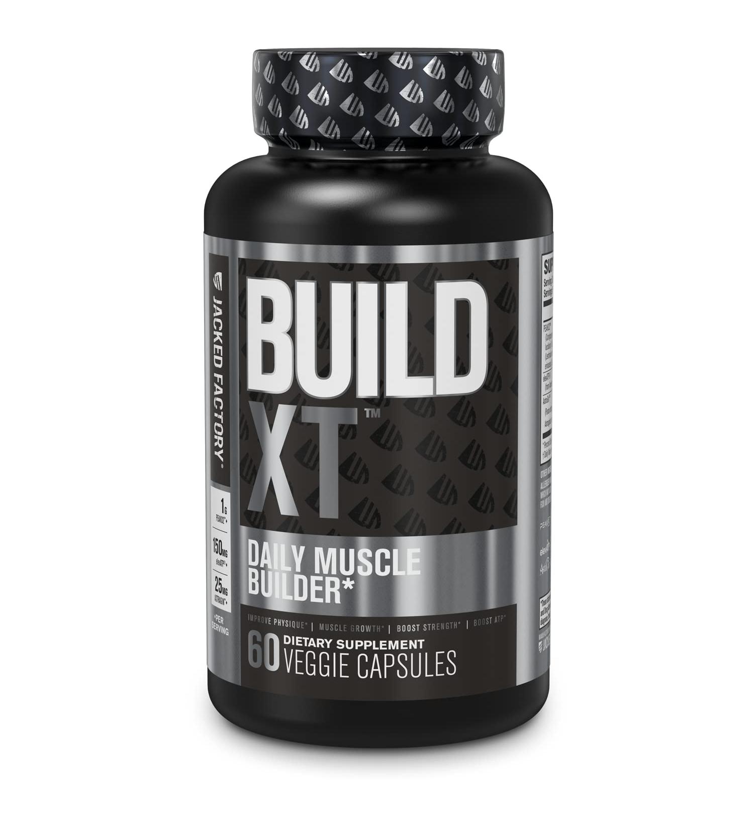 Build-XT Muscle Builder - Daily Supplement for Muscle Growth & Strength | 60 Veggie Pills with Peak02 & elevATP - Buy Online on GoSupps.com