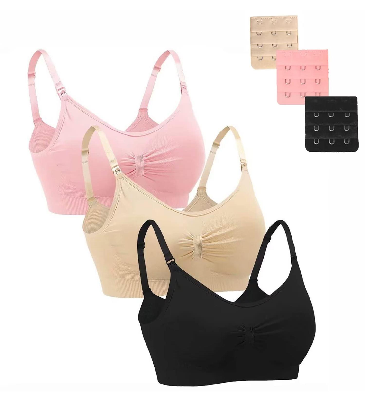 Dreamburn Maternity Nursing Bra | Wireless & Seamless | Comfortable Breastfeeding | XXL | Black/Beige/Pink | Adjustable Hooks & Removable Pads - Buy Online on GoSupps.com