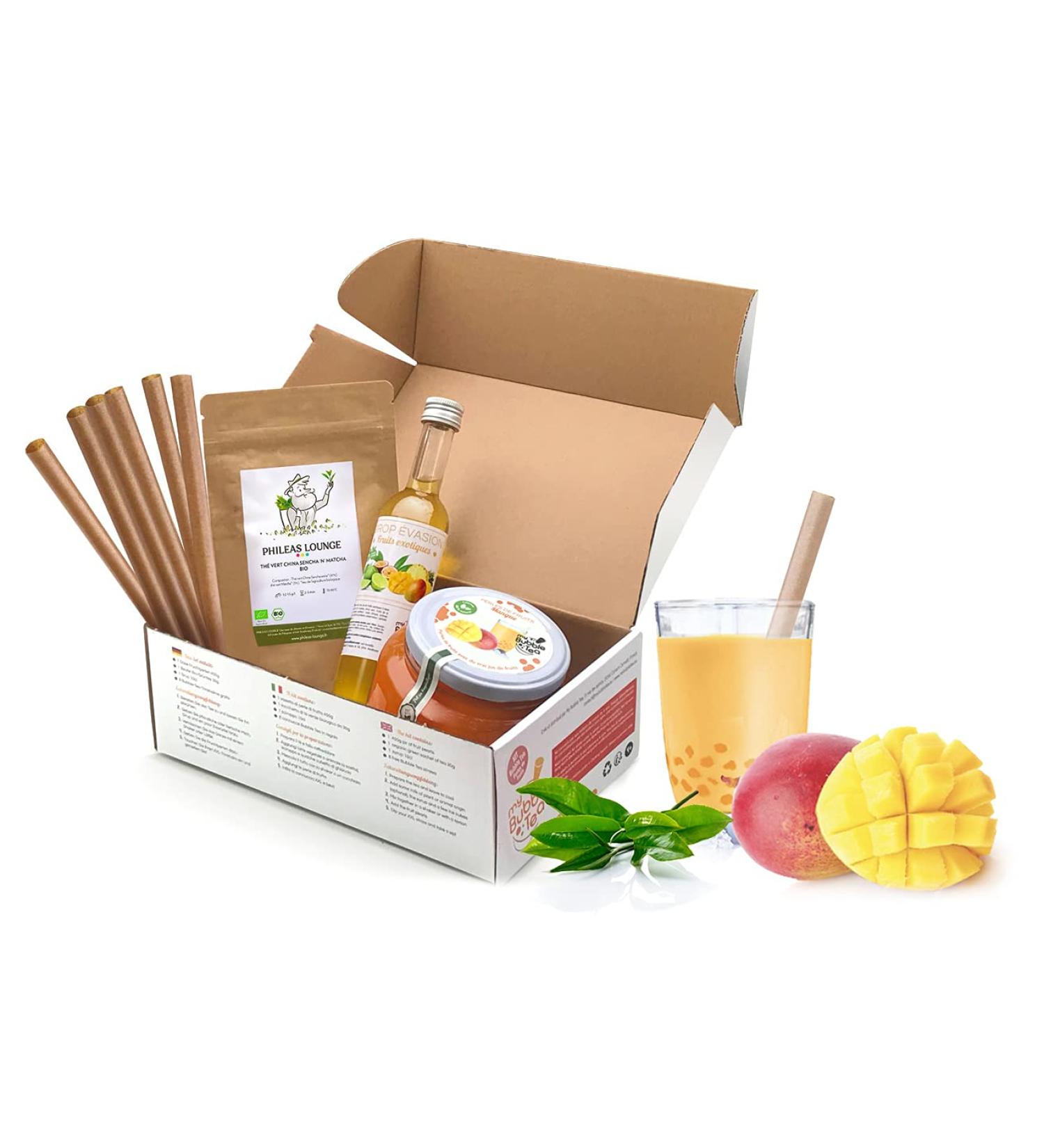 Bubble Tea Kit Mango - 8 Vegan & Gluten-Free Drinks No Artificial Colors Includes 8 Straws - Buy Online on GoSupps.com