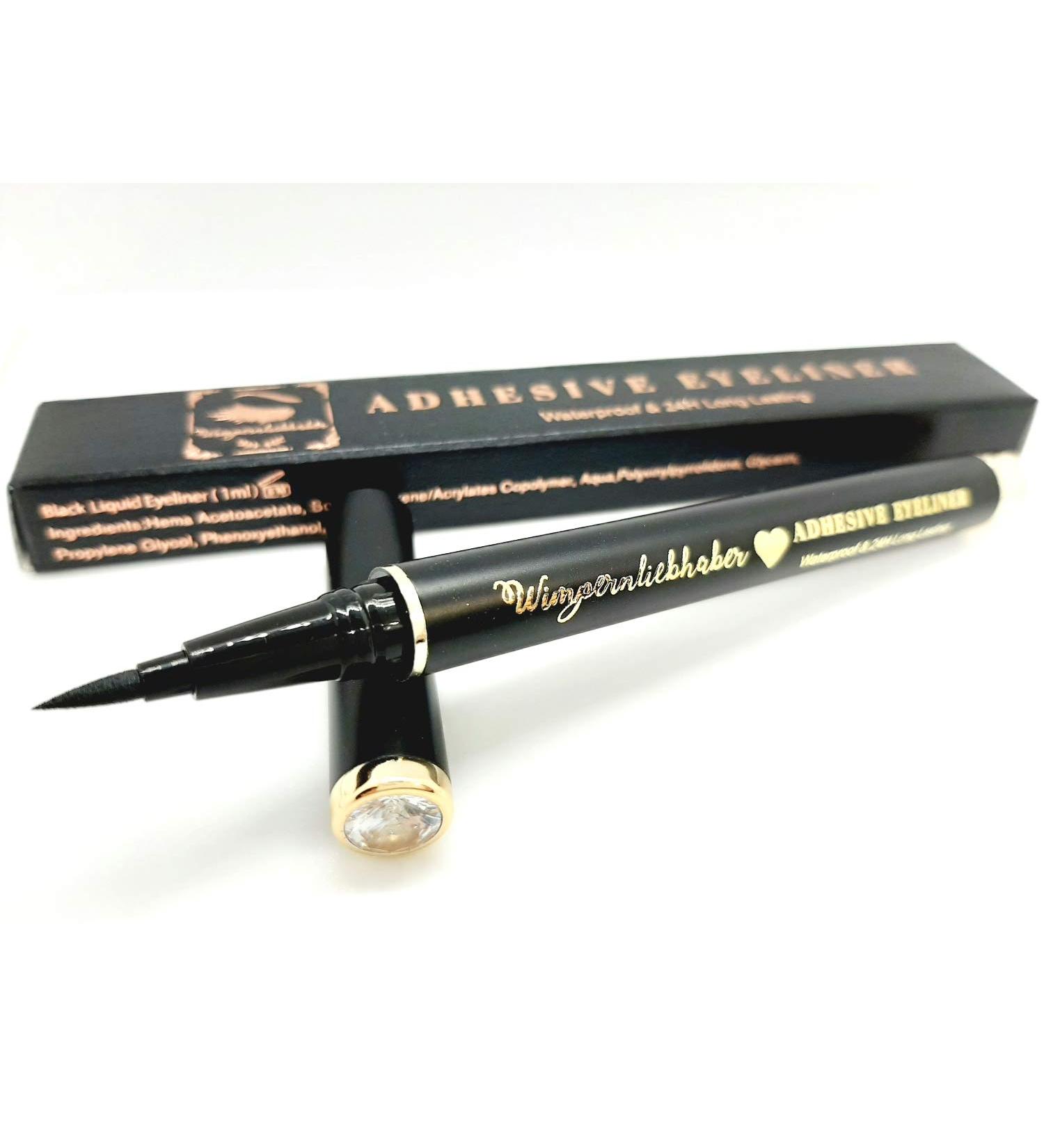 Eyelash lover adhesive eyeliner pen - bomb -resistant & waterproof glue eyeliner - instead of liquid magnetic/eyelash glue - color: black 1 piece (1 Pack) black