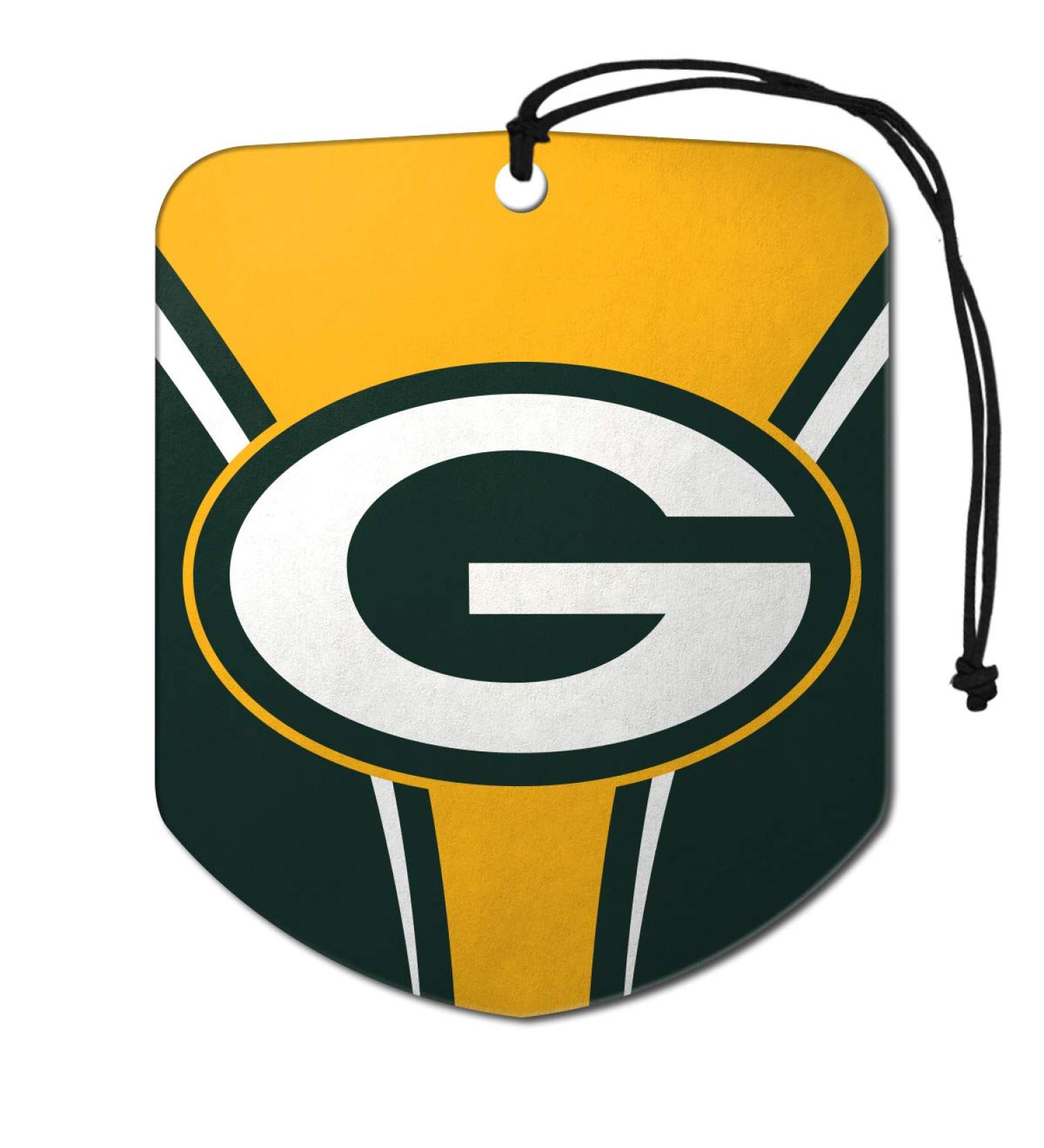 FANMATS 61571 NFL Green Bay Packers Hanging Car Air Freshener, 2 Pack, Black Ice Scent, Odor Eliminator, Shield Design with Team Logo