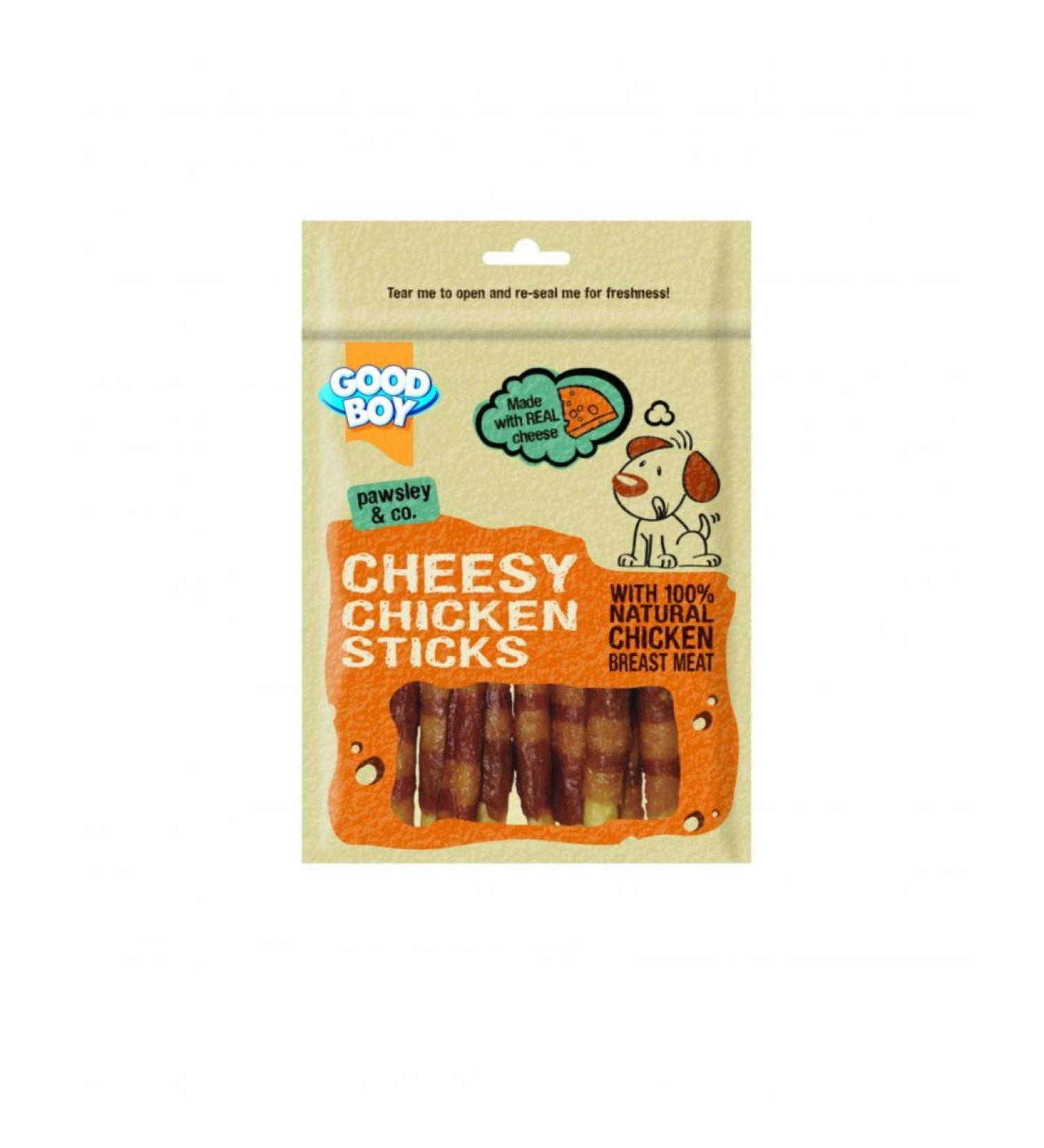 Other Good Boy Pawsley & Co Cheesy Chicken Sticks Dog Treat 80g Clear