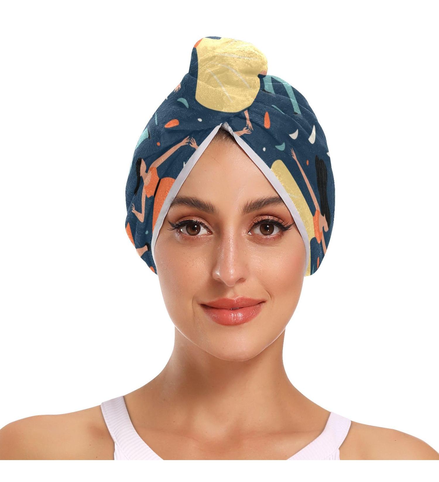 Super Absorbent Dancing Girl1 Hair Towel 2 Pack - Quick Dry Hair Drying Turbans for Women & Girls - Buy Online on GoSupps.com